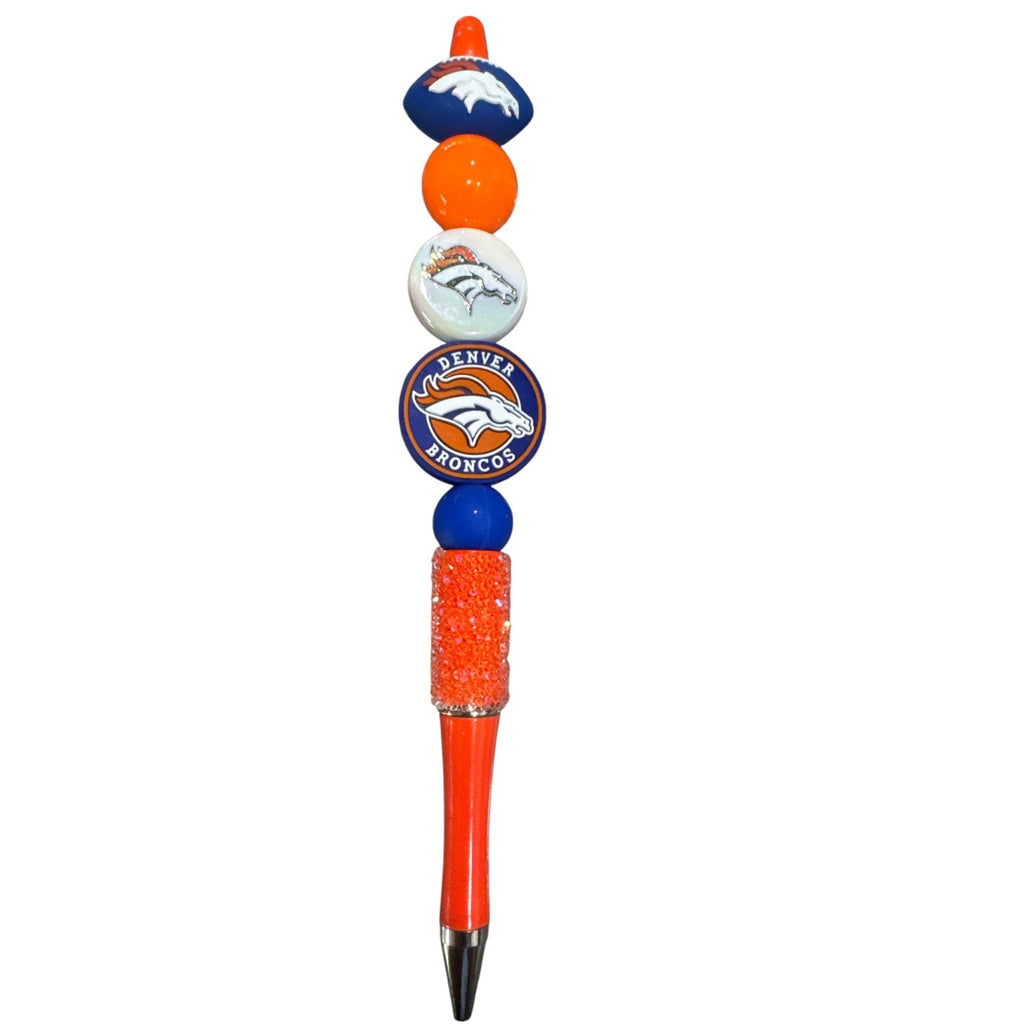 Denver Broncos Beaded Ballpoint Pen With Team Logos & Glitter Handle