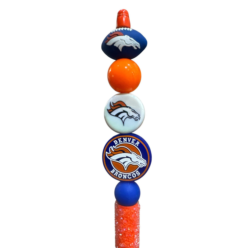 Denver Broncos Beaded Ballpoint Pen With Team Logos & Glitter Handle