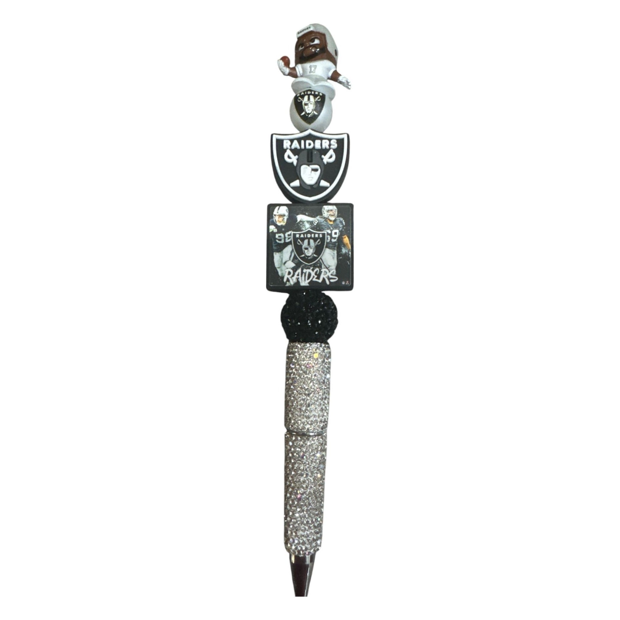 Las Vegas Raiders Rhinestone Bling Pen With Figurine & Team Logo Accents