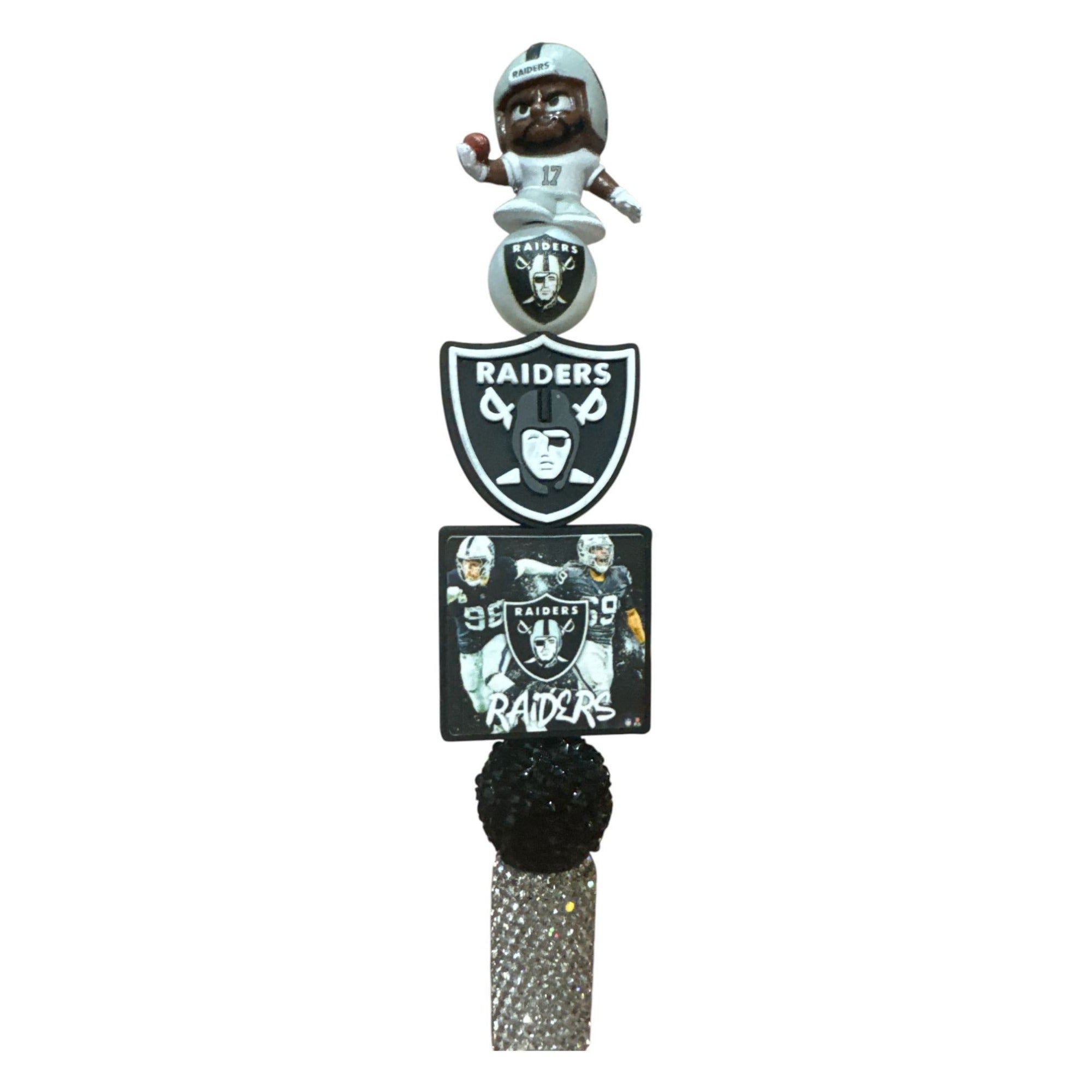 Las Vegas Raiders Rhinestone Bling Pen With Figurine & Team Logo Accents