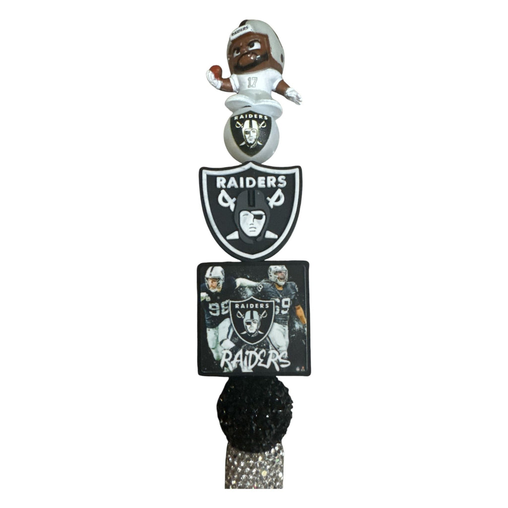 Las Vegas Raiders Rhinestone Bling Pen With Figurine & Team Logo Accents