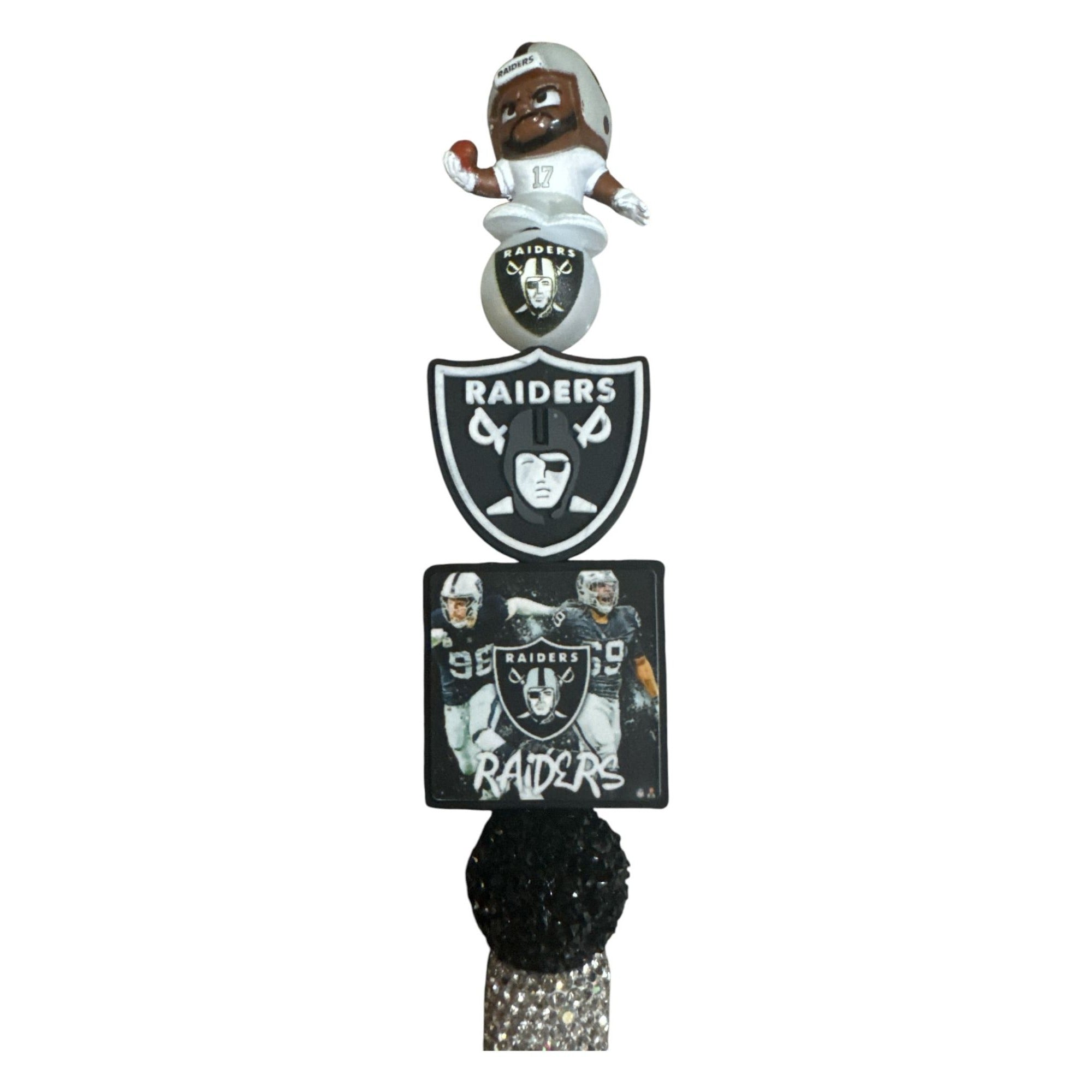 Las Vegas Raiders Rhinestone Bling Pen With Figurine & Team Logo Accents