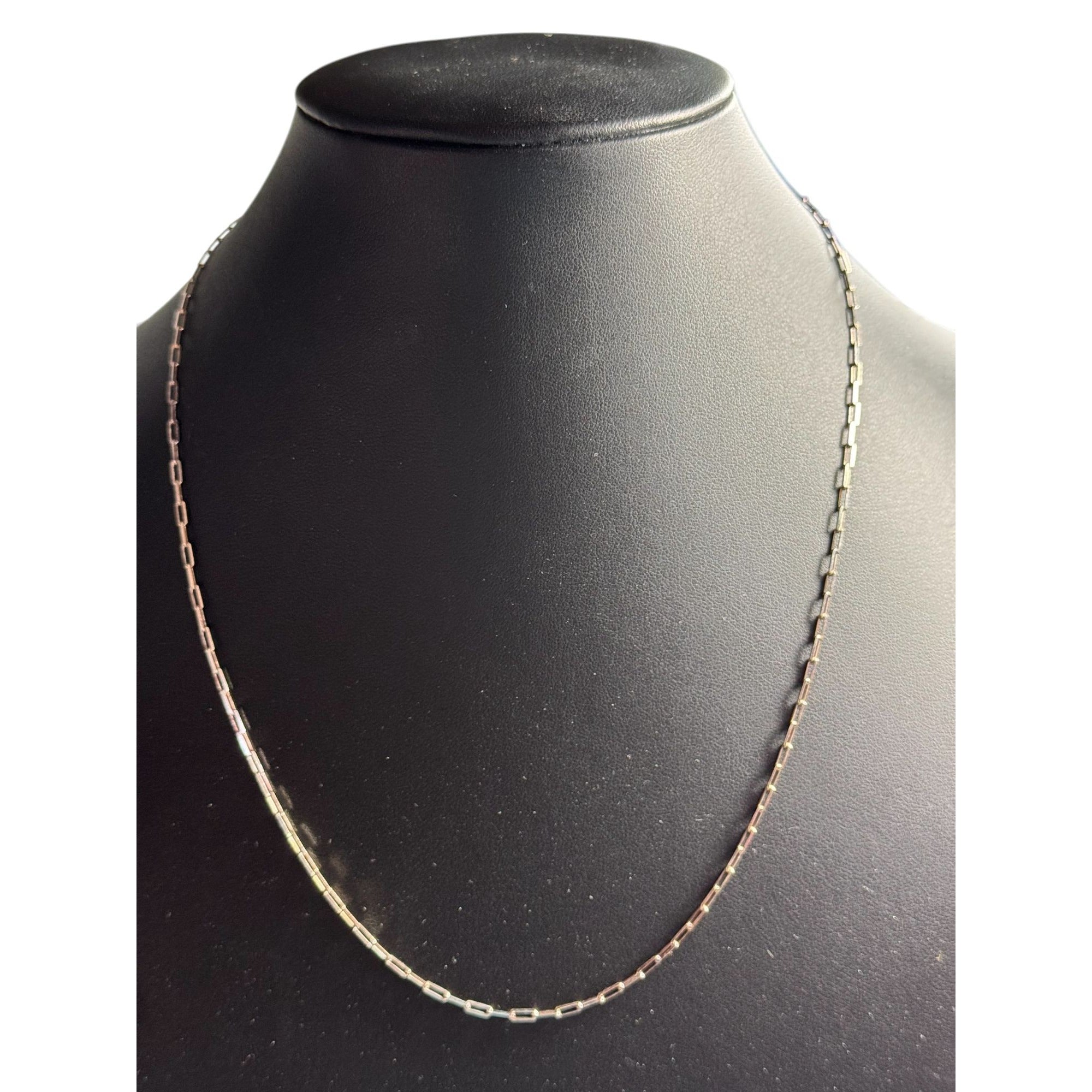 Made in Italy Sterling Silver 925 Rectangular Link Chain Necklace – Modern Minimalist – Spring Ring Clasp