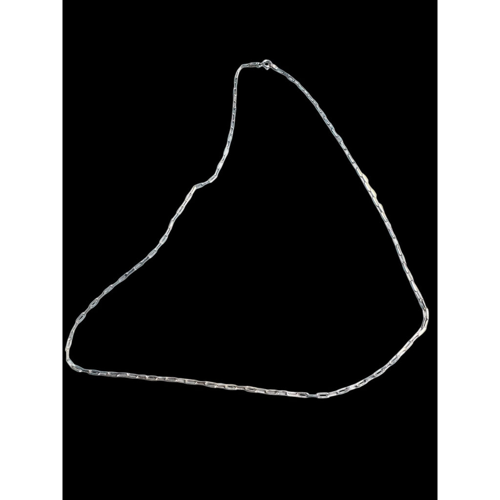 Made in Italy Sterling Silver 925 Rectangular Link Chain Necklace – Modern Minimalist – Spring Ring Clasp