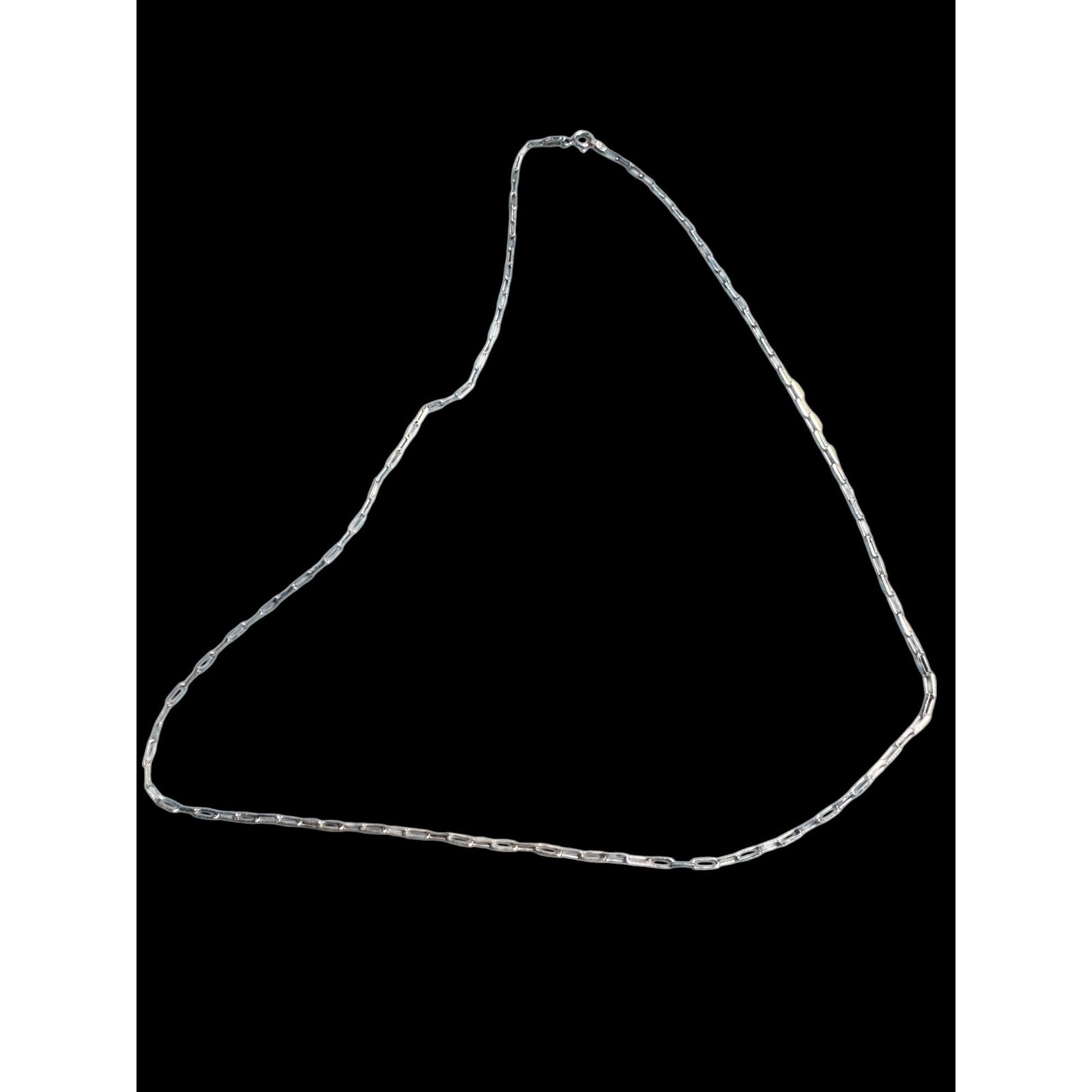 Made in Italy Sterling Silver 925 Rectangular Link Chain Necklace – Modern Minimalist – Spring Ring Clasp