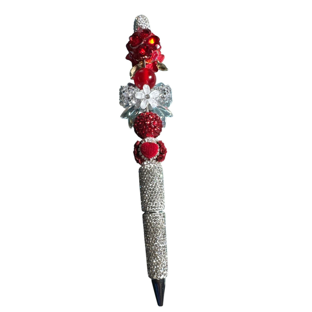 Luxury Red Rose Crystal Ballpoint Pen Rhinestone Handle Elegant Gift For Women Or Office Decor