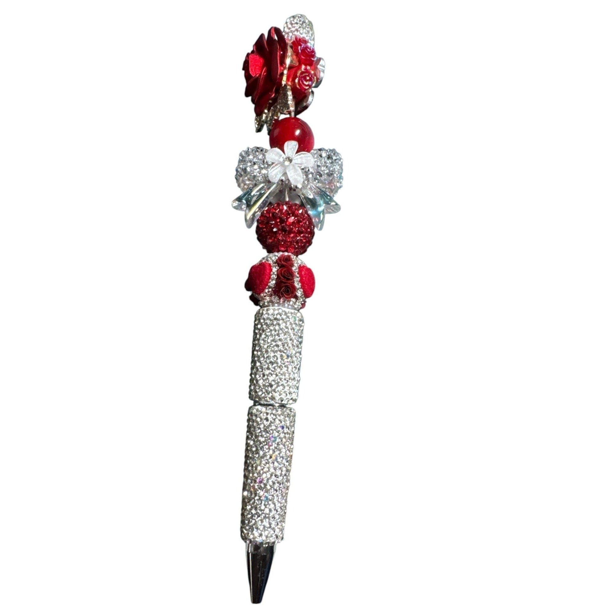 Luxury Red Rose Crystal Ballpoint Pen Rhinestone Handle Elegant Gift For Women Or Office Decor