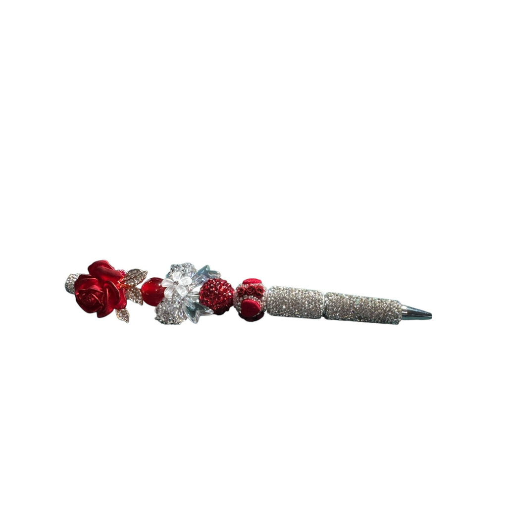 Luxury Red Rose Crystal Ballpoint Pen Rhinestone Handle Elegant Gift For Women Or Office Decor