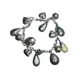 JCM Silver Tone Charm Bracelet Faceted Teardrop Heart Geometric Dangle Chain Women’s Jewelry