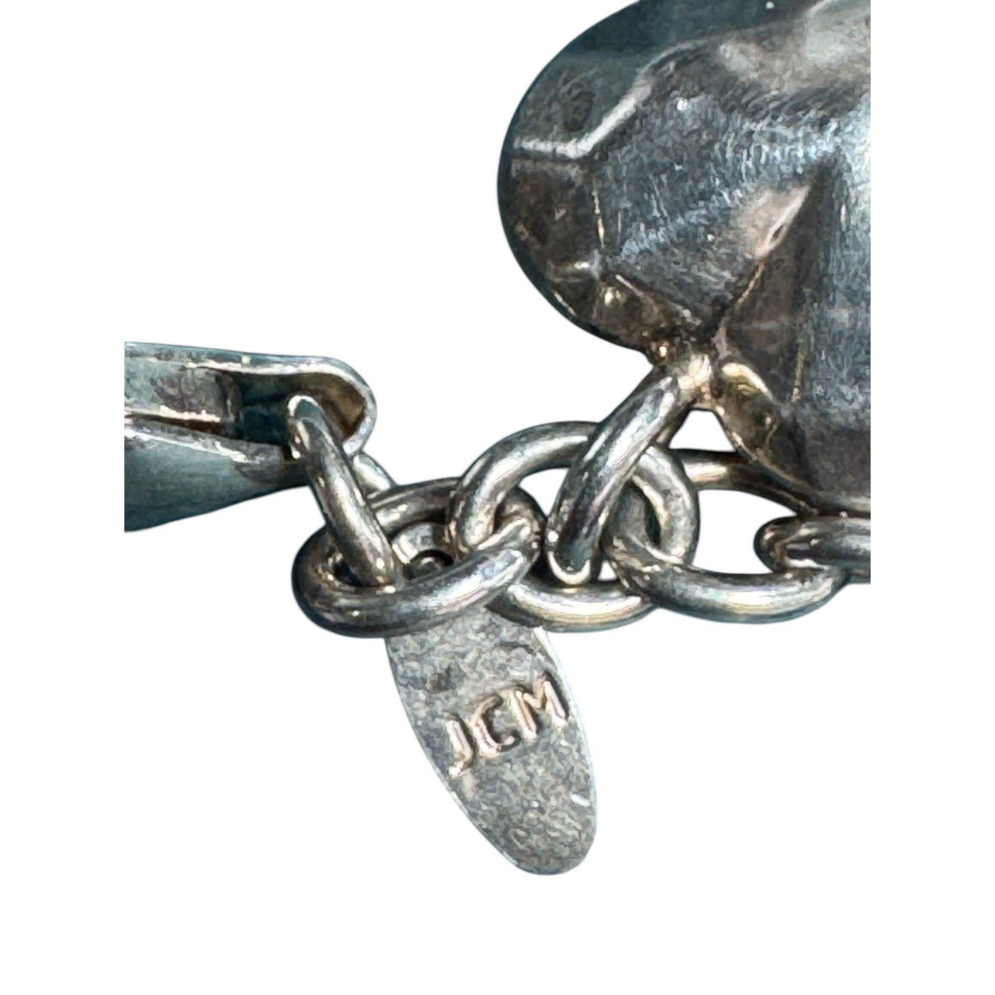JCM Silver Tone Charm Bracelet Faceted Teardrop Heart Geometric Dangle Chain Women’s Jewelry