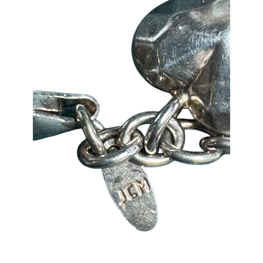 JCM Silver Tone Charm Bracelet Faceted Teardrop Heart Geometric Dangle Chain Women’s Jewelry