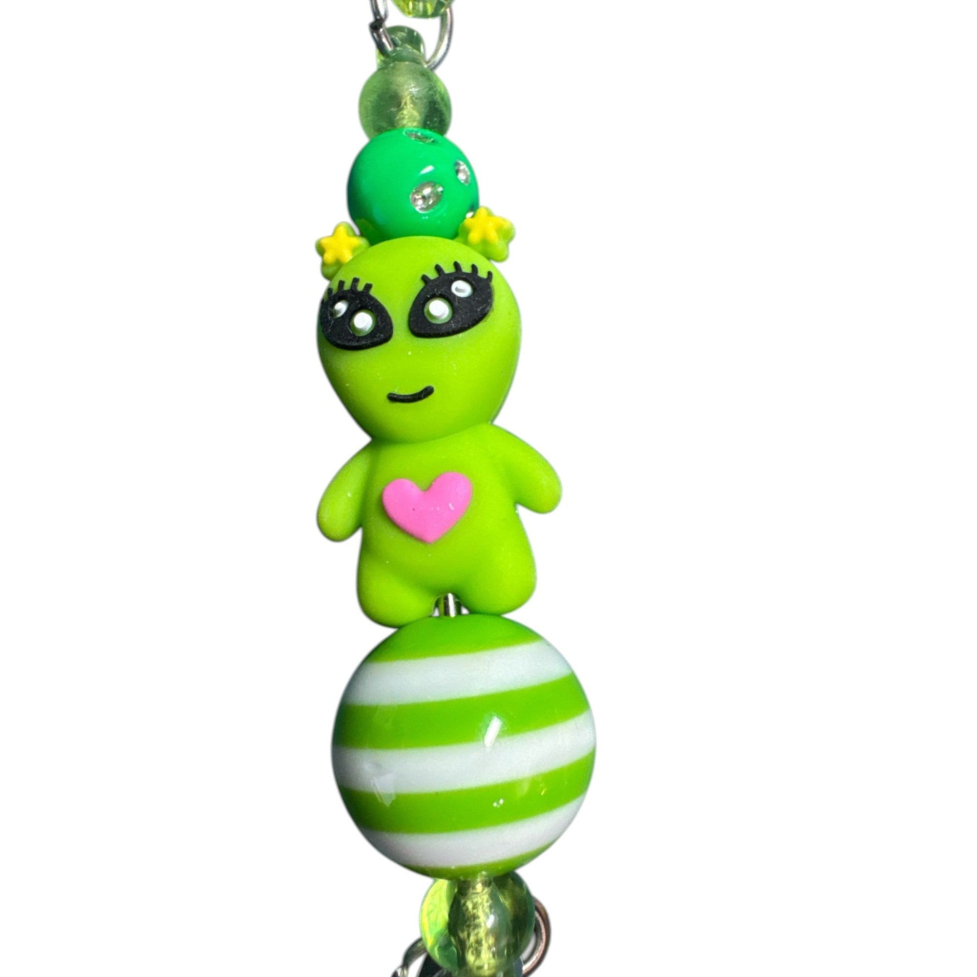Alien-Themed Beaded lanyard Retractable Badge Reel for ID Cards or Keys
