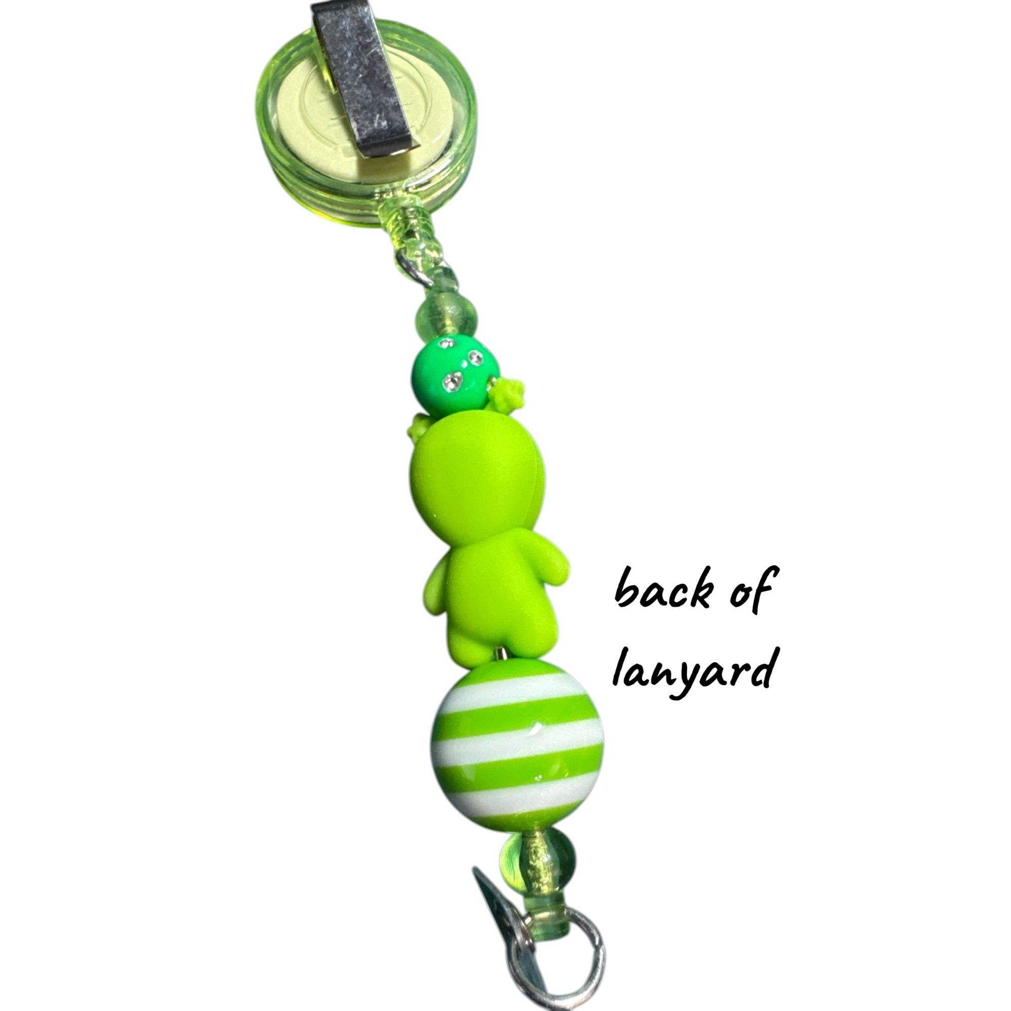 Alien-Themed Beaded lanyard Retractable Badge Reel for ID Cards or Keys