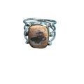 Sterling Silver Ring With Rectangular Jasper Stone & Open Band Design