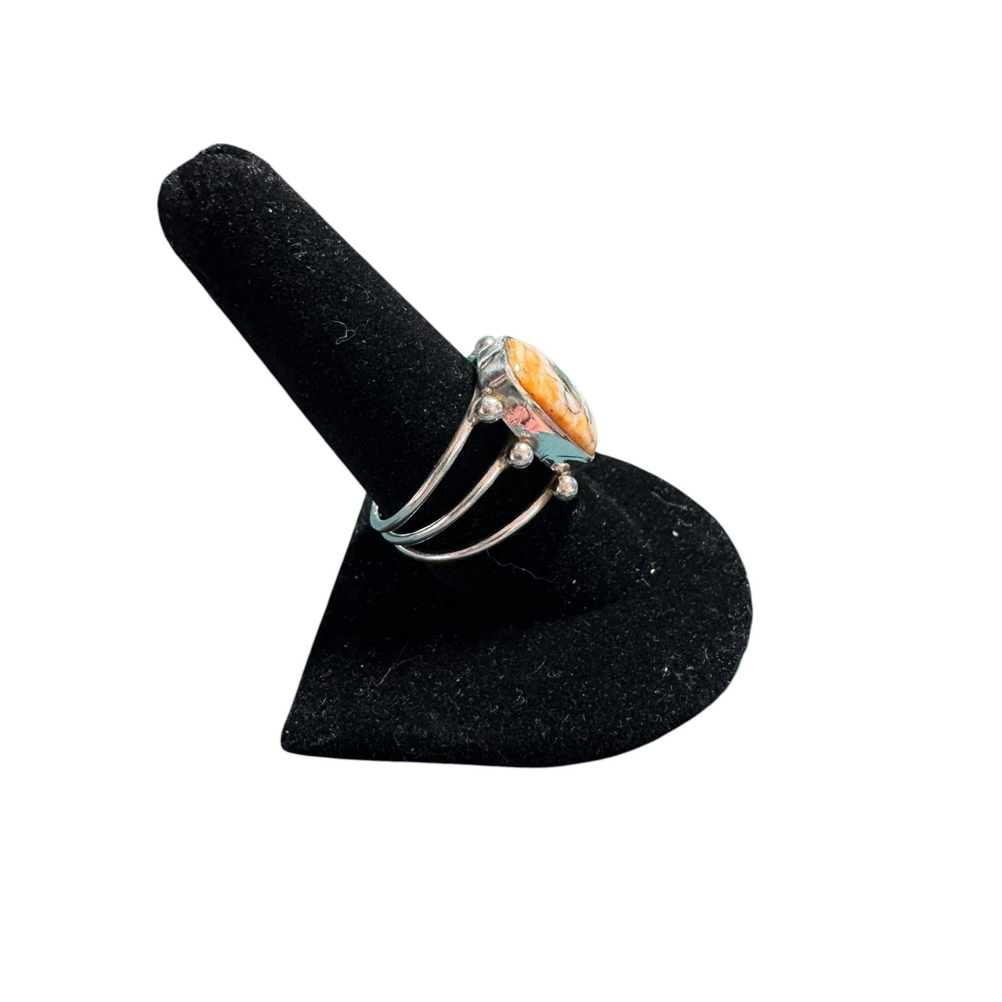 Sterling Silver Ring With Rectangular Jasper Stone & Open Band Design