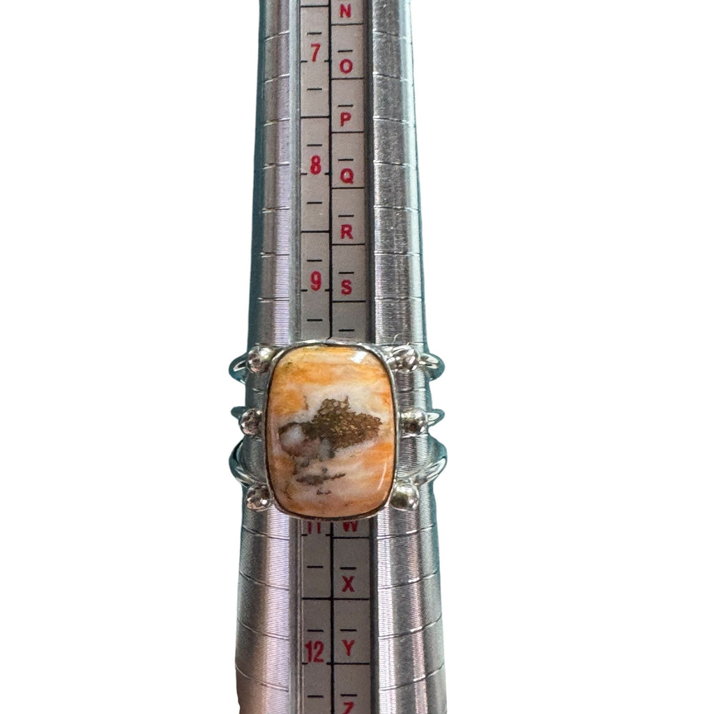 Sterling Silver Ring With Rectangular Jasper Stone & Open Band Design
