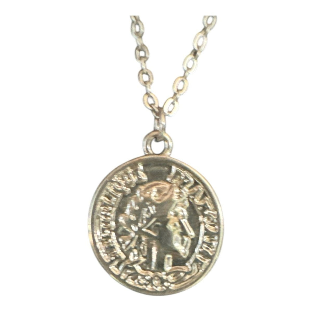 Layered Silver-Tone Necklace With Cross & Coin Pendants Minimalist Jewelry Adjustable Length Womens Accessories