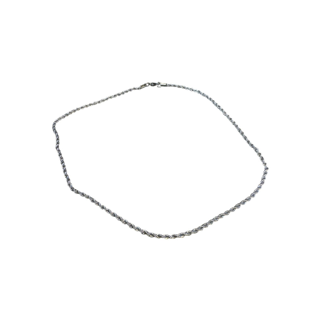 Stainless Steel Rope Chain Necklace 22” Silver Tone Twisted Rope Design Unisex