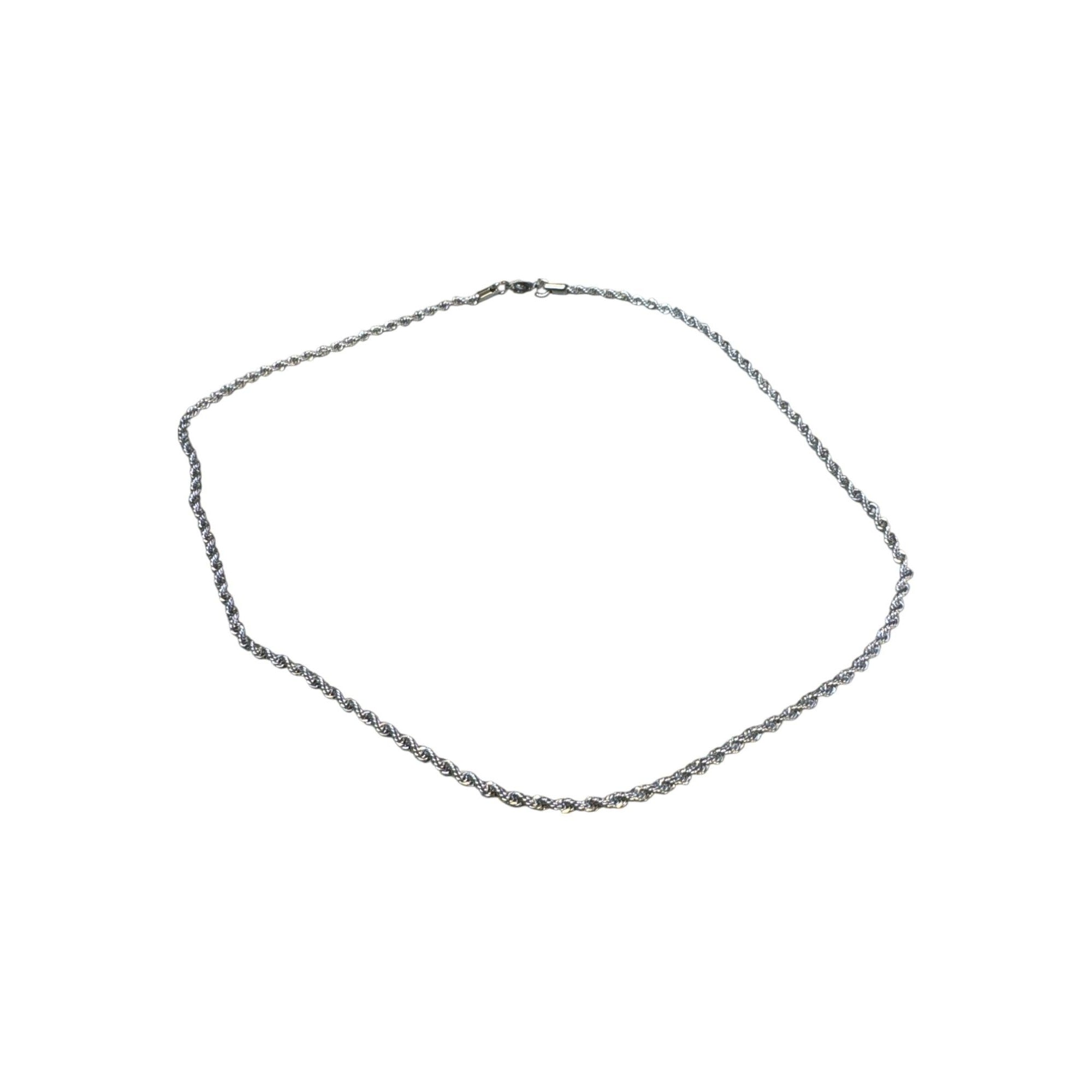 Stainless Steel Rope Chain Necklace 22” Silver Tone Twisted Rope Design Unisex