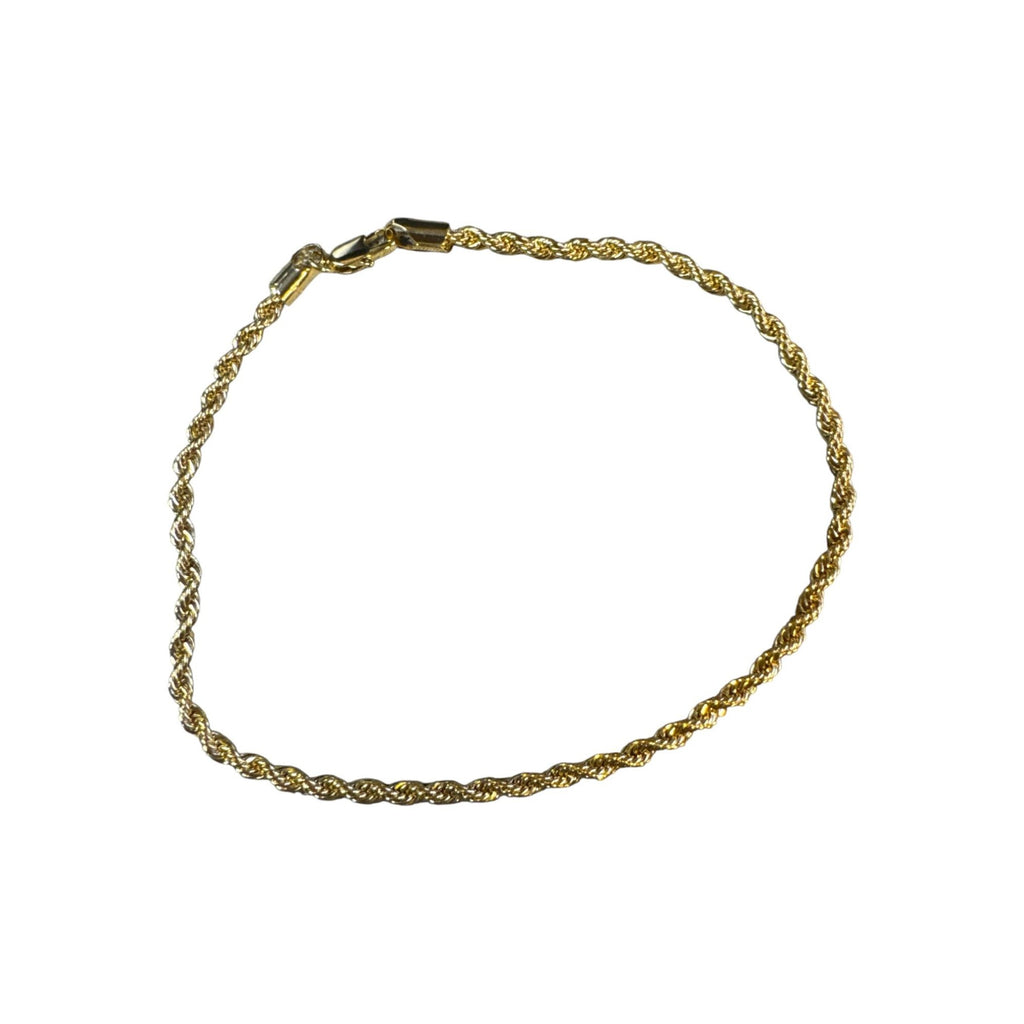 14k Gold-Plated Rope Chain Anklet 9" Lightweight Elegant Design for Women