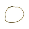 14k Gold-Plated Rope Chain Anklet 9" Lightweight Elegant Design for Women