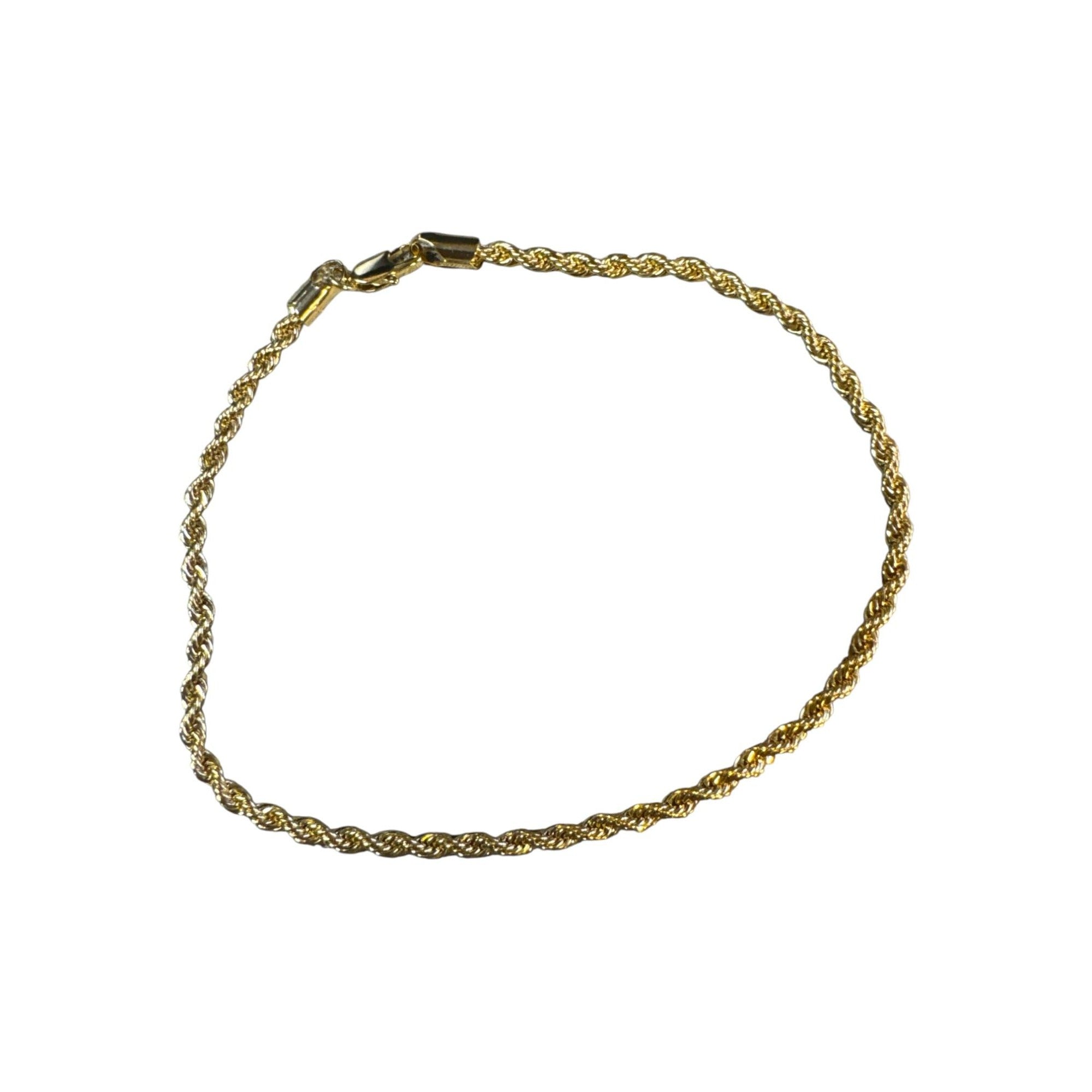 14k Gold-Plated Rope Chain Anklet 9" Lightweight Elegant Design for Women