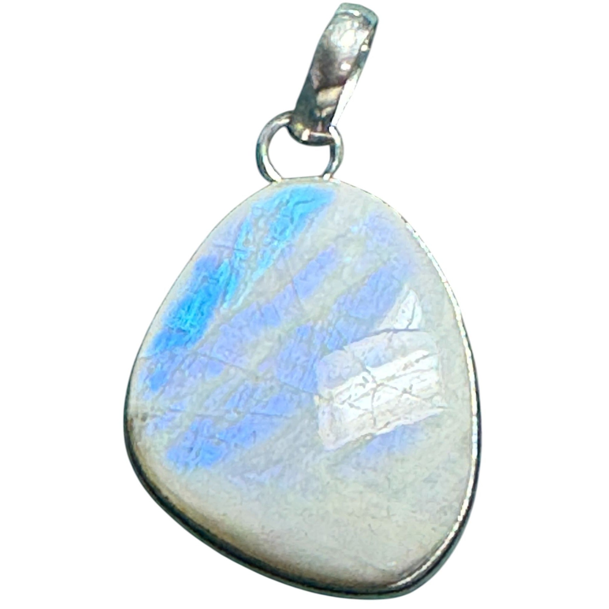Rainbow Moonstone Pendant With Sterling Silver Setting - Iridescent Teardrop Design Necklace For Women
