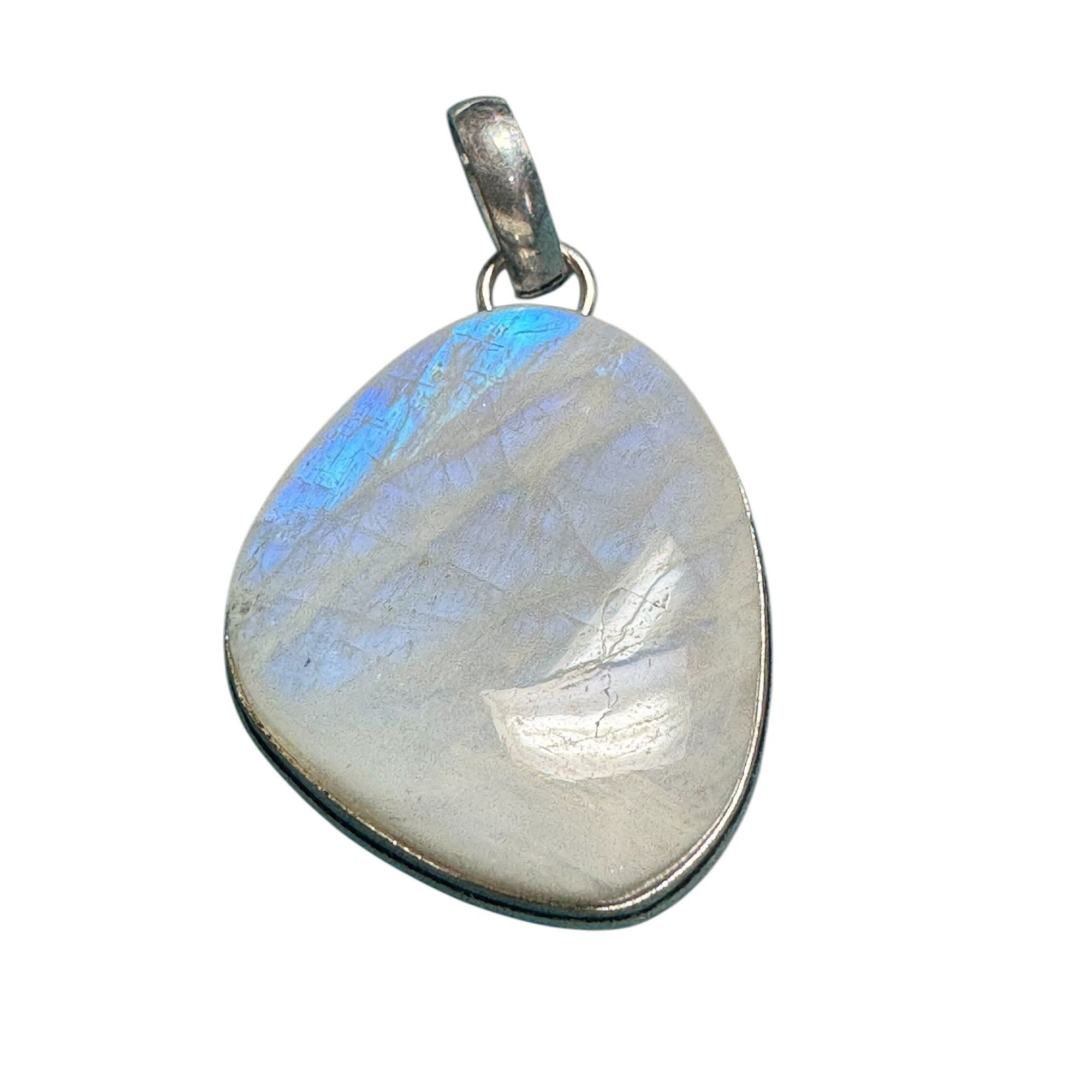 Rainbow Moonstone Pendant With Sterling Silver Setting - Iridescent Teardrop Design Necklace For Women