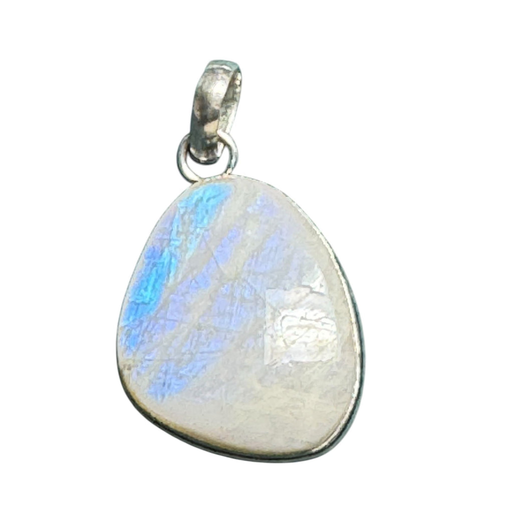 Rainbow Moonstone Pendant With Sterling Silver Setting - Iridescent Teardrop Design Necklace For Women