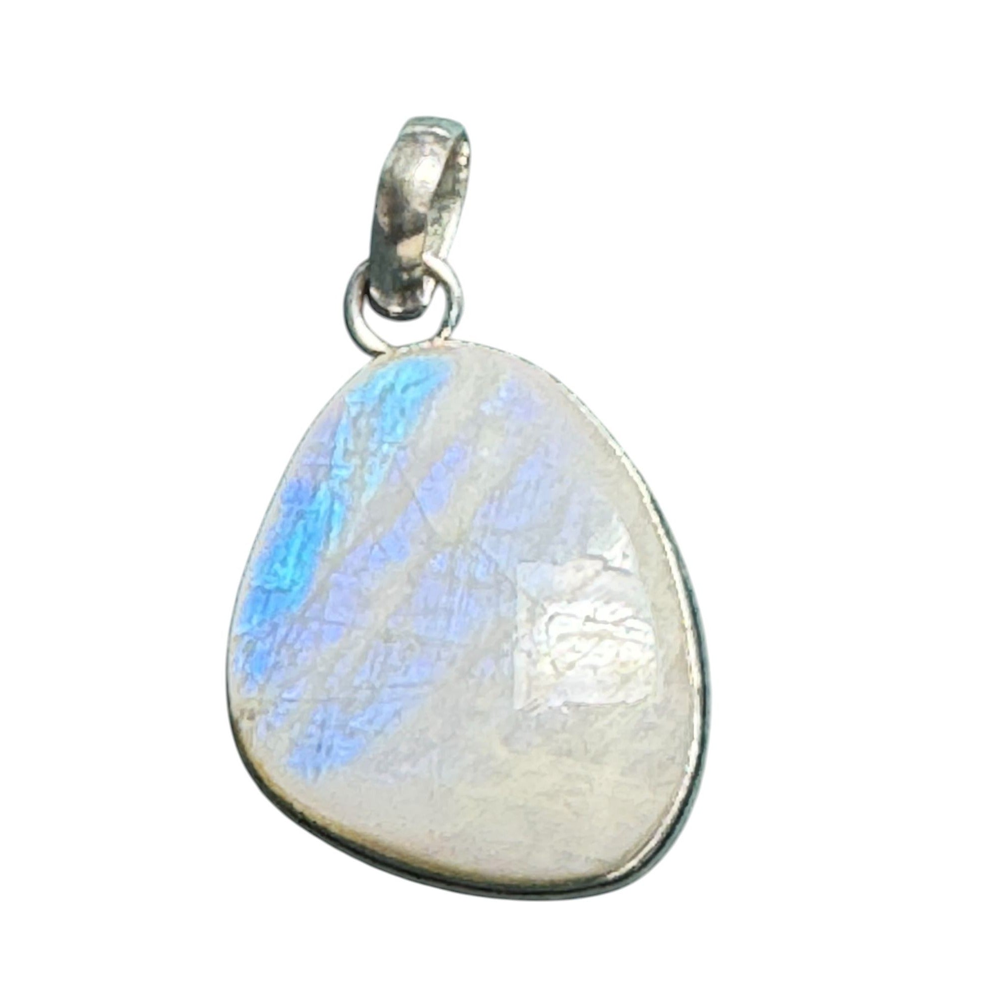 Rainbow Moonstone Pendant With Sterling Silver Setting - Iridescent Teardrop Design Necklace For Women