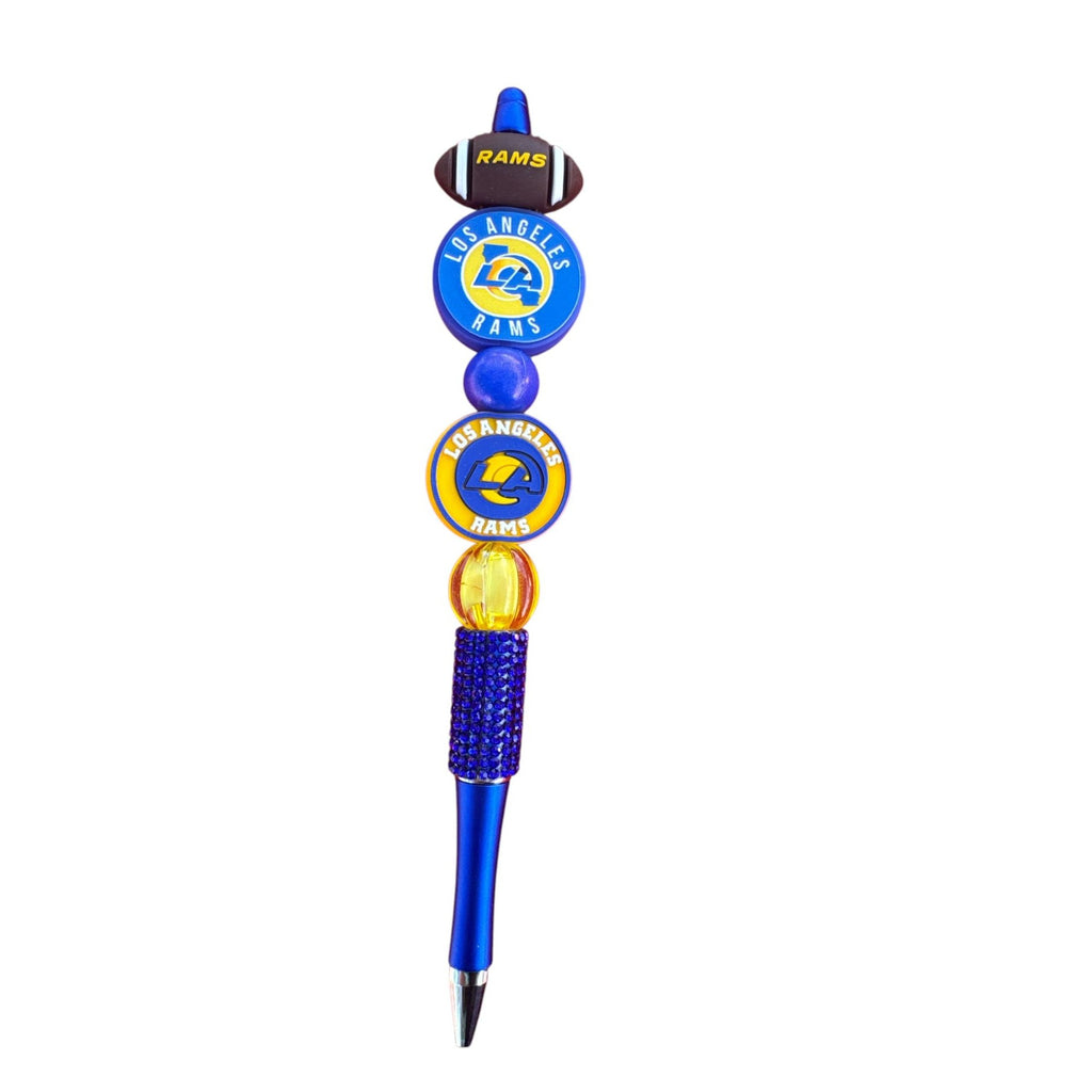Los Angeles Rams Themed Decorative Ballpoint Pen With Beaded Handle & Team Logos