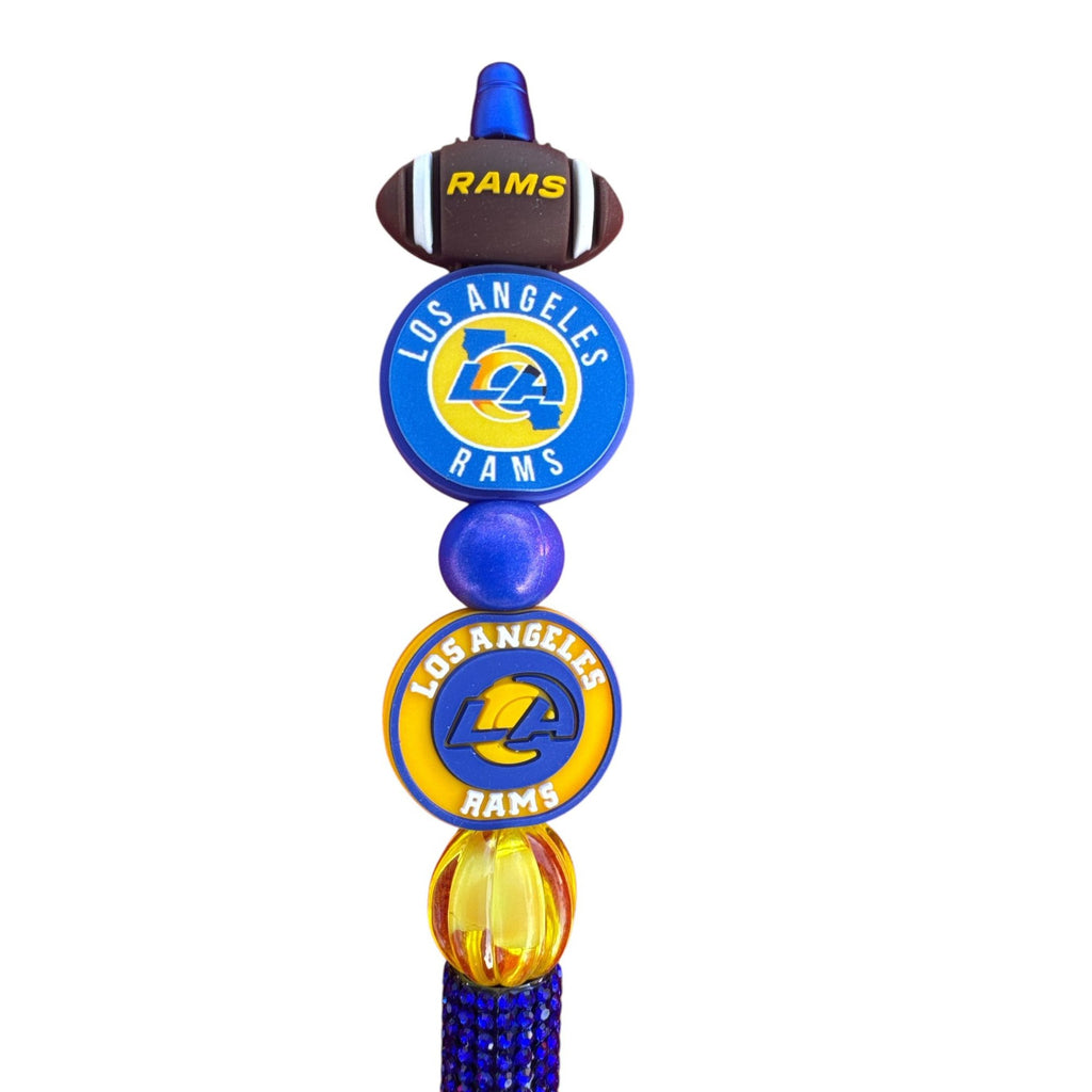 Los Angeles Rams Themed Decorative Ballpoint Pen With Beaded Handle & Team Logos