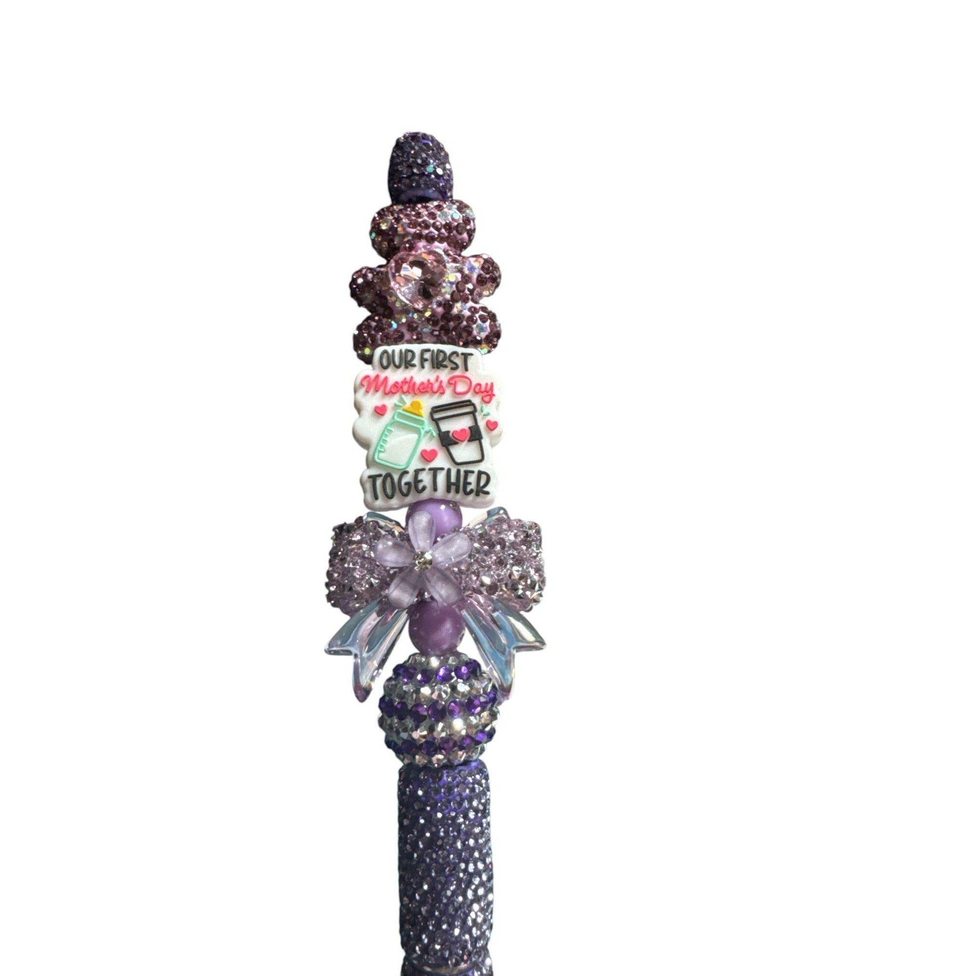 Our First Mothers Day Together Bedazzled Pen - Purple & Pink Crystals With Floral Accents For Gifting Or Keepsake