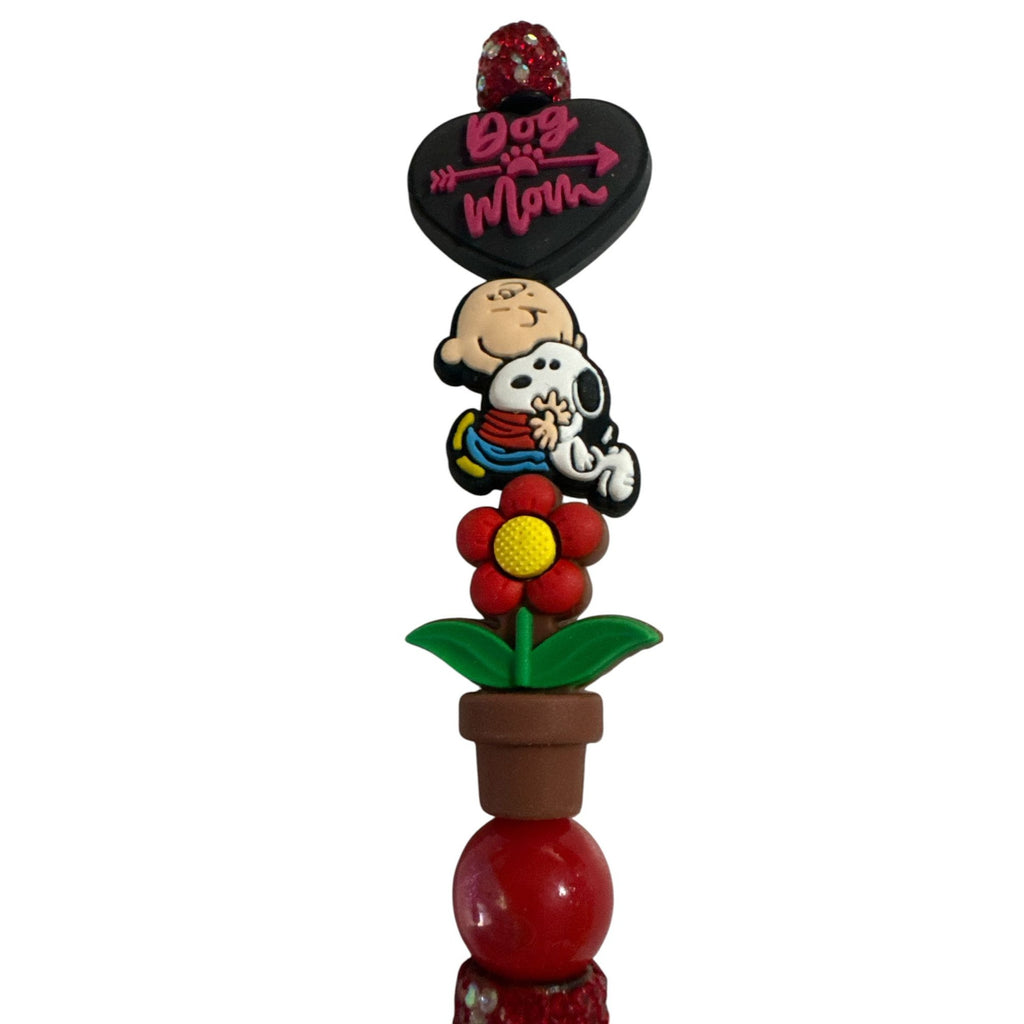 Mother's Day Glitter Pen with Snoopy & Flower Topper Handmade