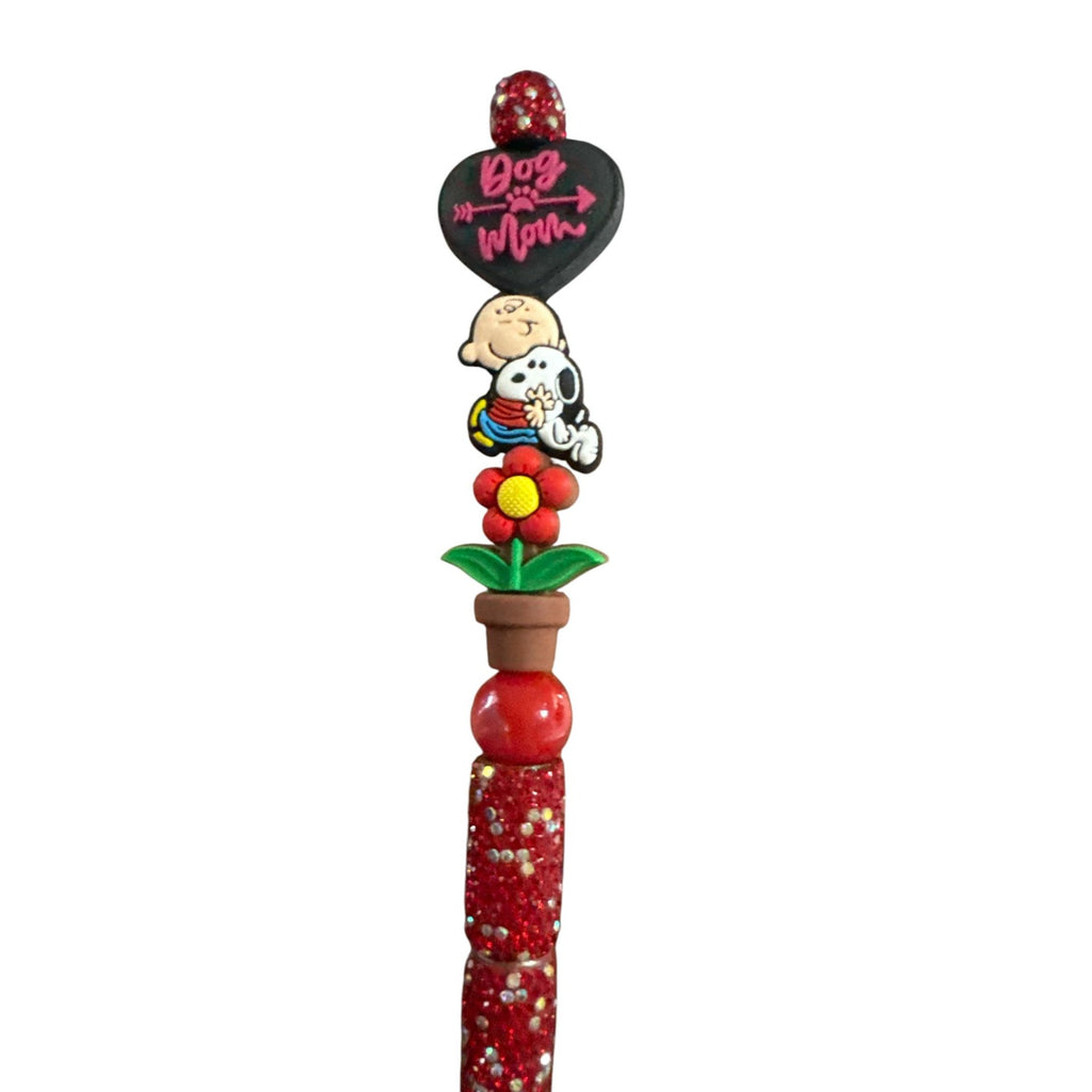 Mother's Day Glitter Pen with Snoopy & Flower Topper Handmade
