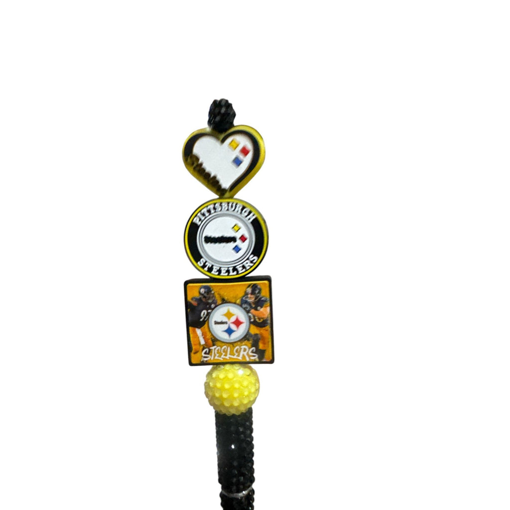 Pittsburgh Steelers Novelty Pen With Beaded Handle & Decorative Team Logos Black & Yellow