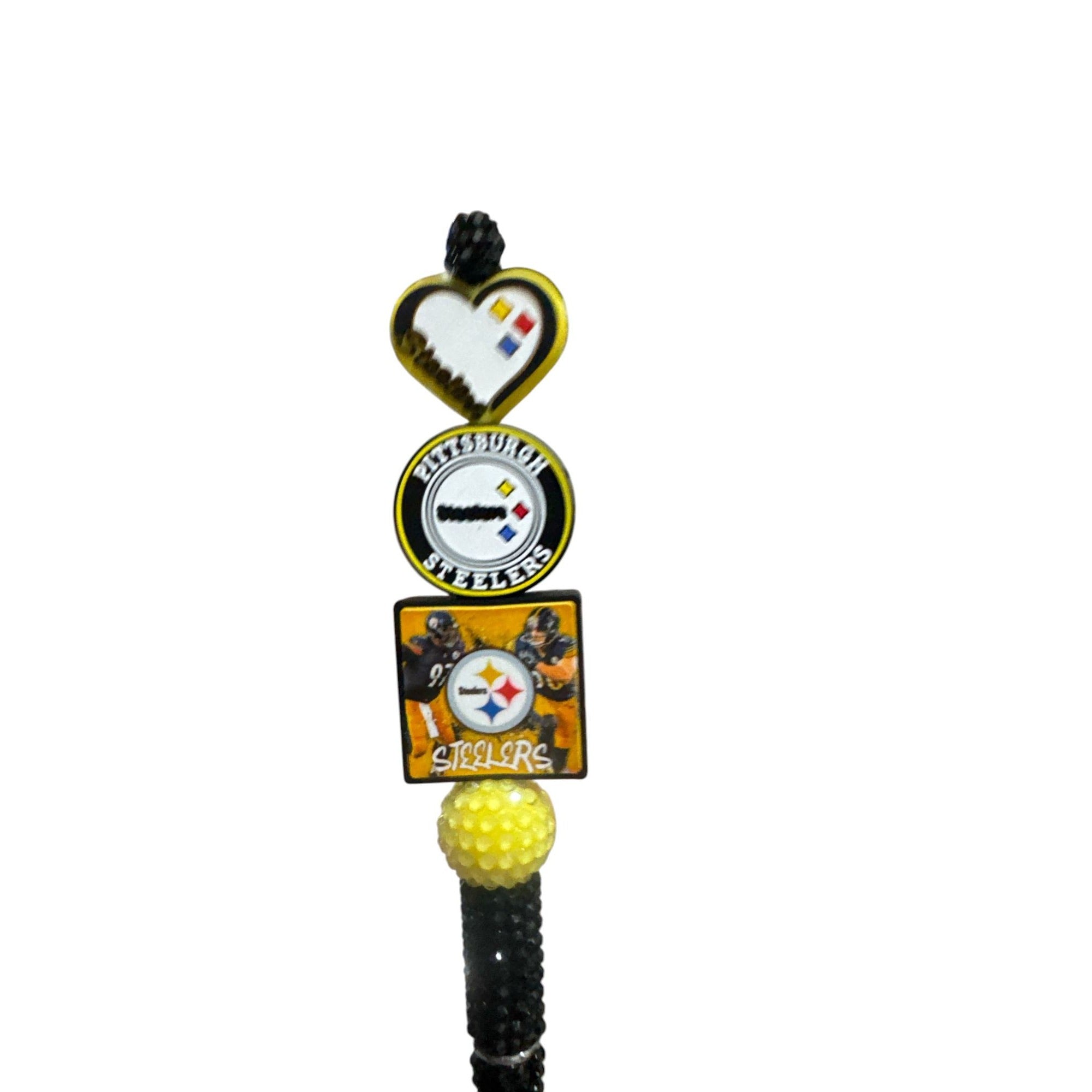 Pittsburgh Steelers Novelty Pen With Beaded Handle & Decorative Team Logos Black & Yellow