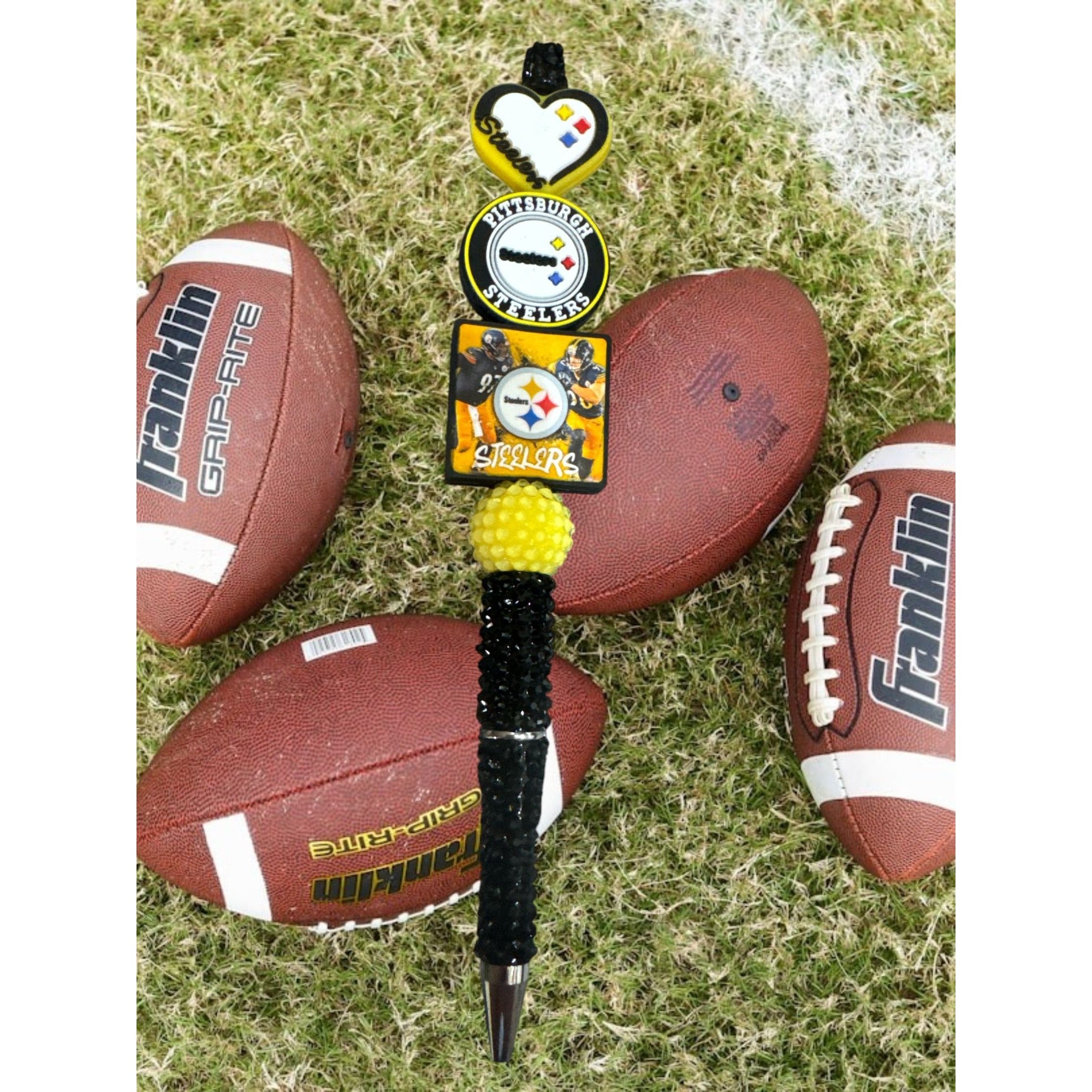 Pittsburgh Steelers Novelty Pen With Beaded Handle & Decorative Team Logos Black & Yellow