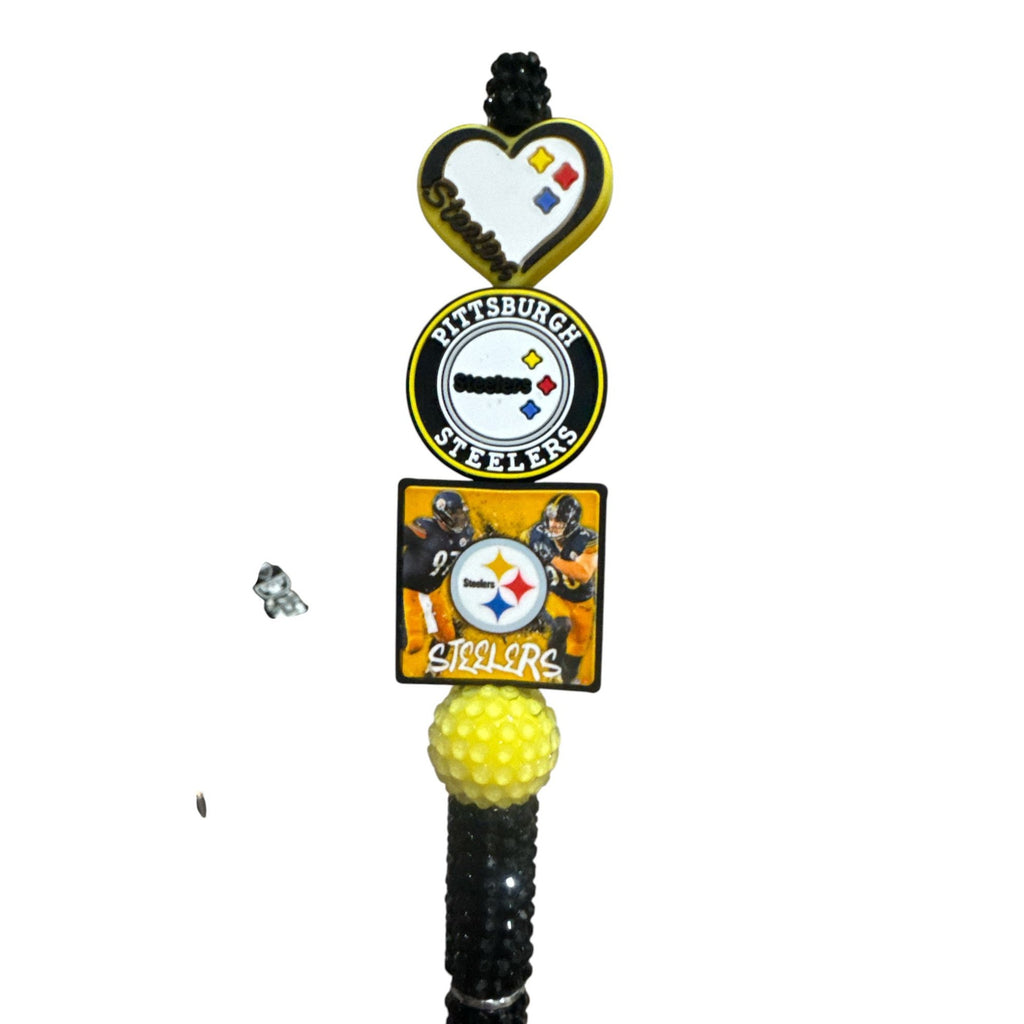 Pittsburgh Steelers Novelty Pen With Beaded Handle & Decorative Team Logos Black & Yellow