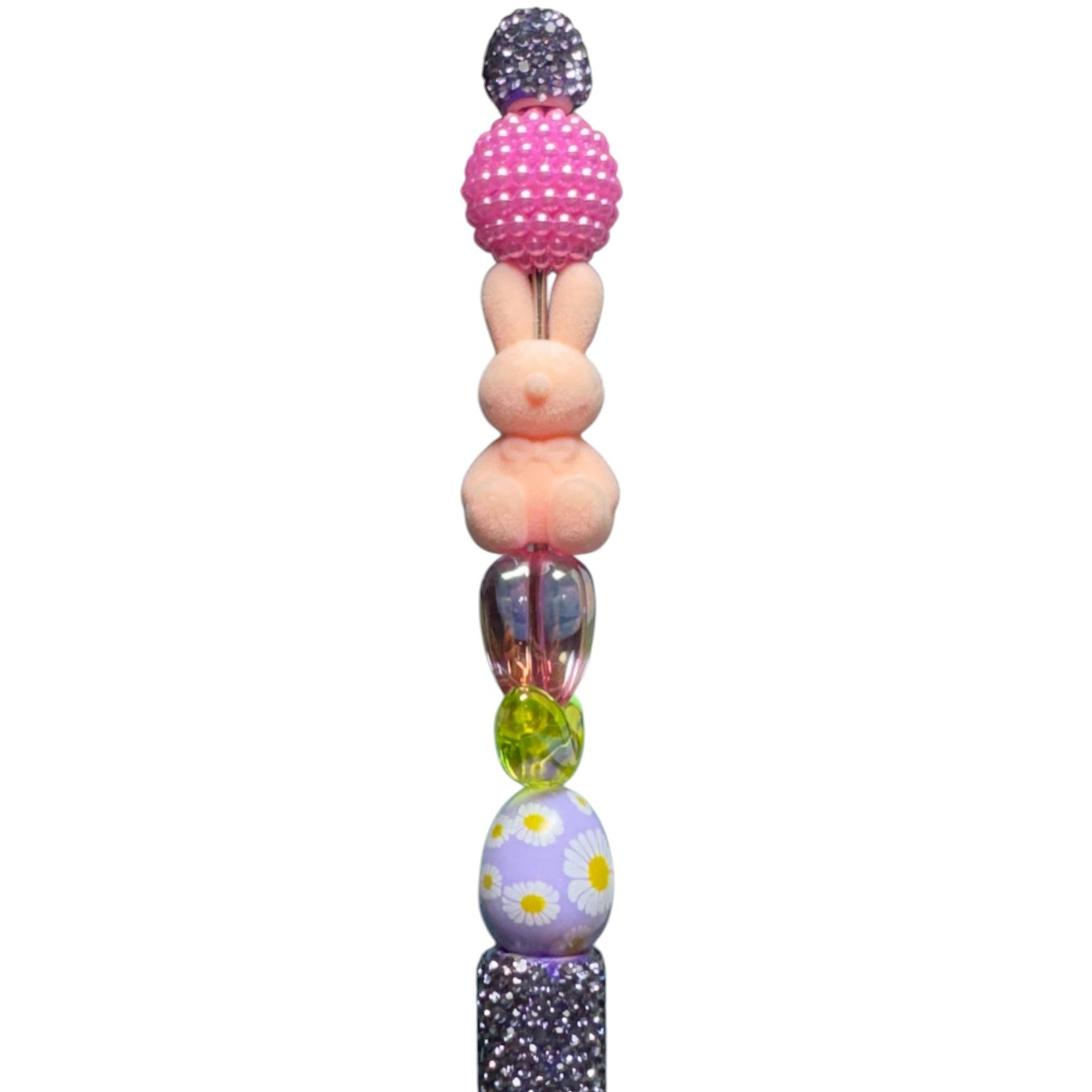 Easter-Themed Decorative Bunny Pen With Beaded Design And Glittered Handle