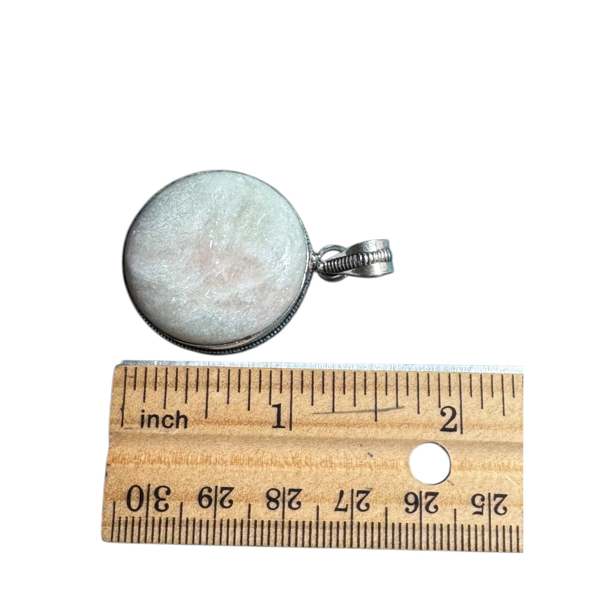 Sterling Silver 925 Round Pendant Mother of Pearl Shell White Iridescent Vintage Style Jewelry