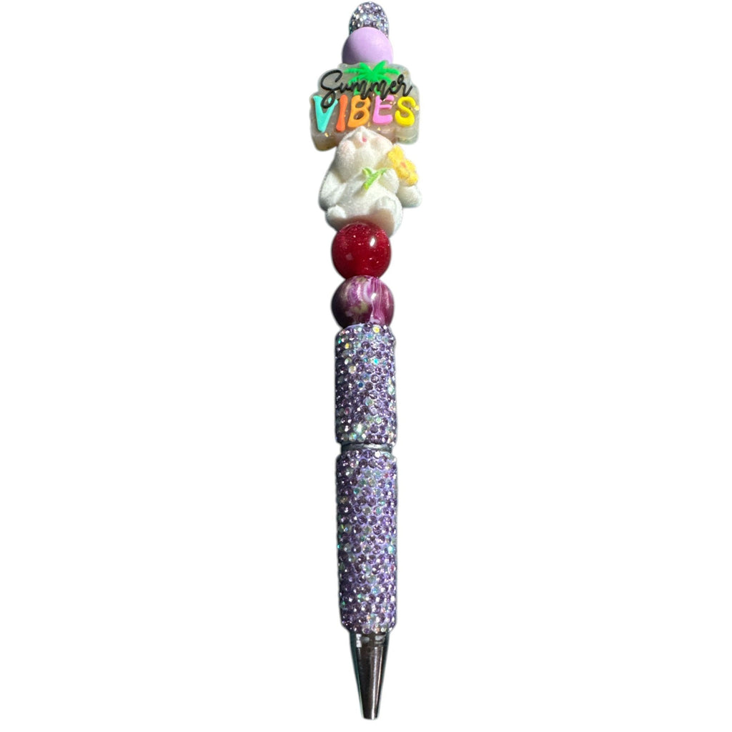Summer Vibes Purple Glitter Bunny Beaded Pen For Writing & Gifting