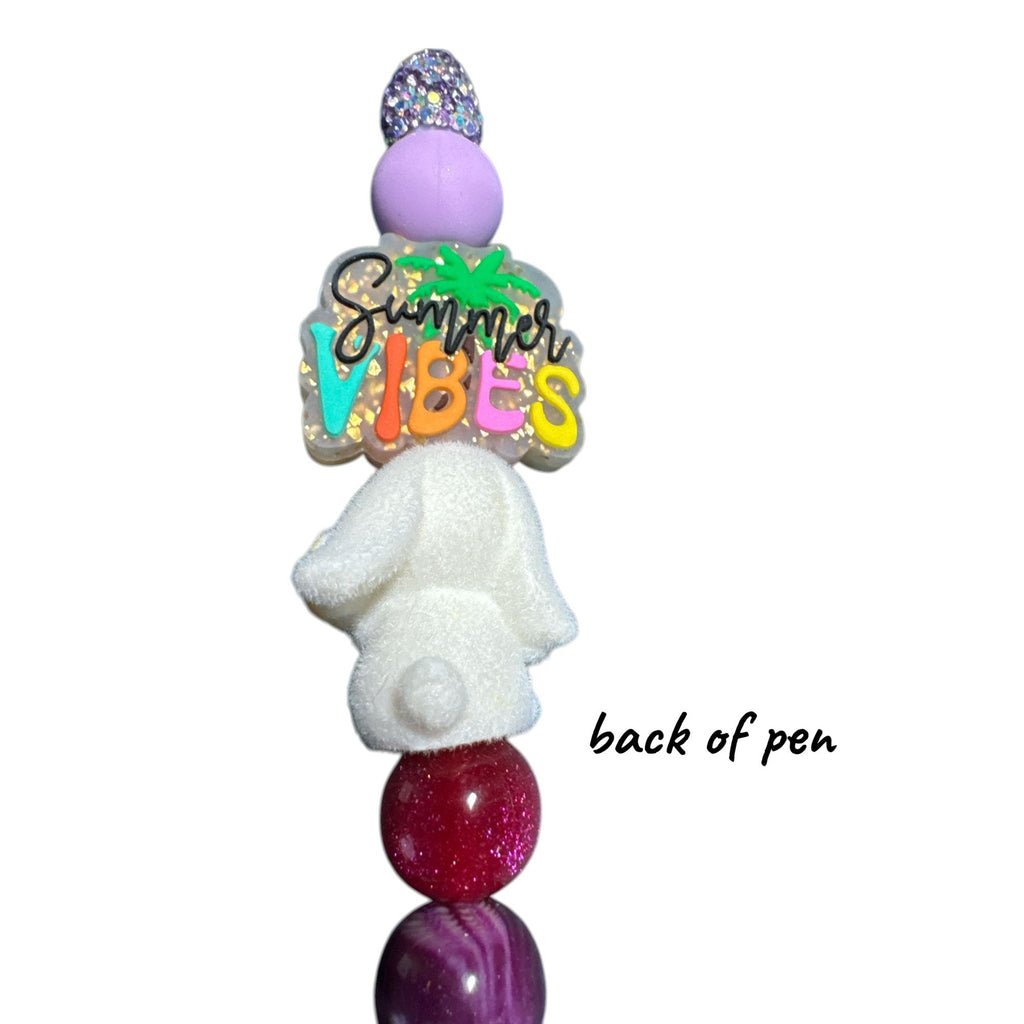 Summer Vibes Purple Glitter Bunny Beaded Pen For Writing & Gifting