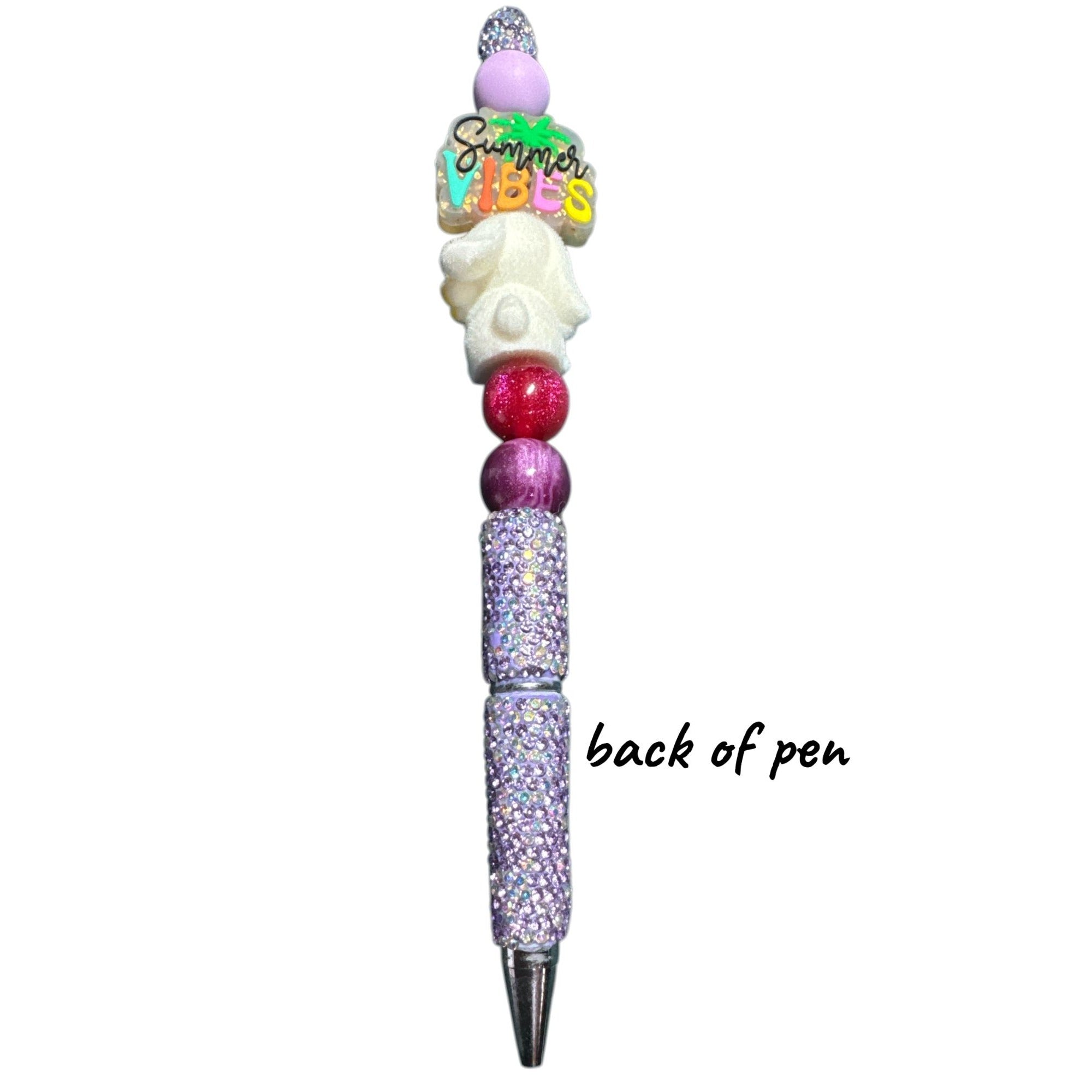 Summer Vibes Purple Glitter Bunny Beaded Pen For Writing & Gifting