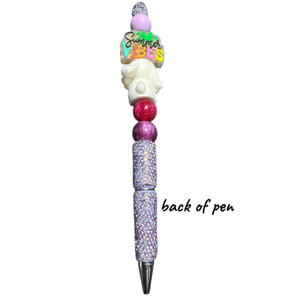Summer Vibes Purple Glitter Bunny Beaded Pen For Writing & Gifting