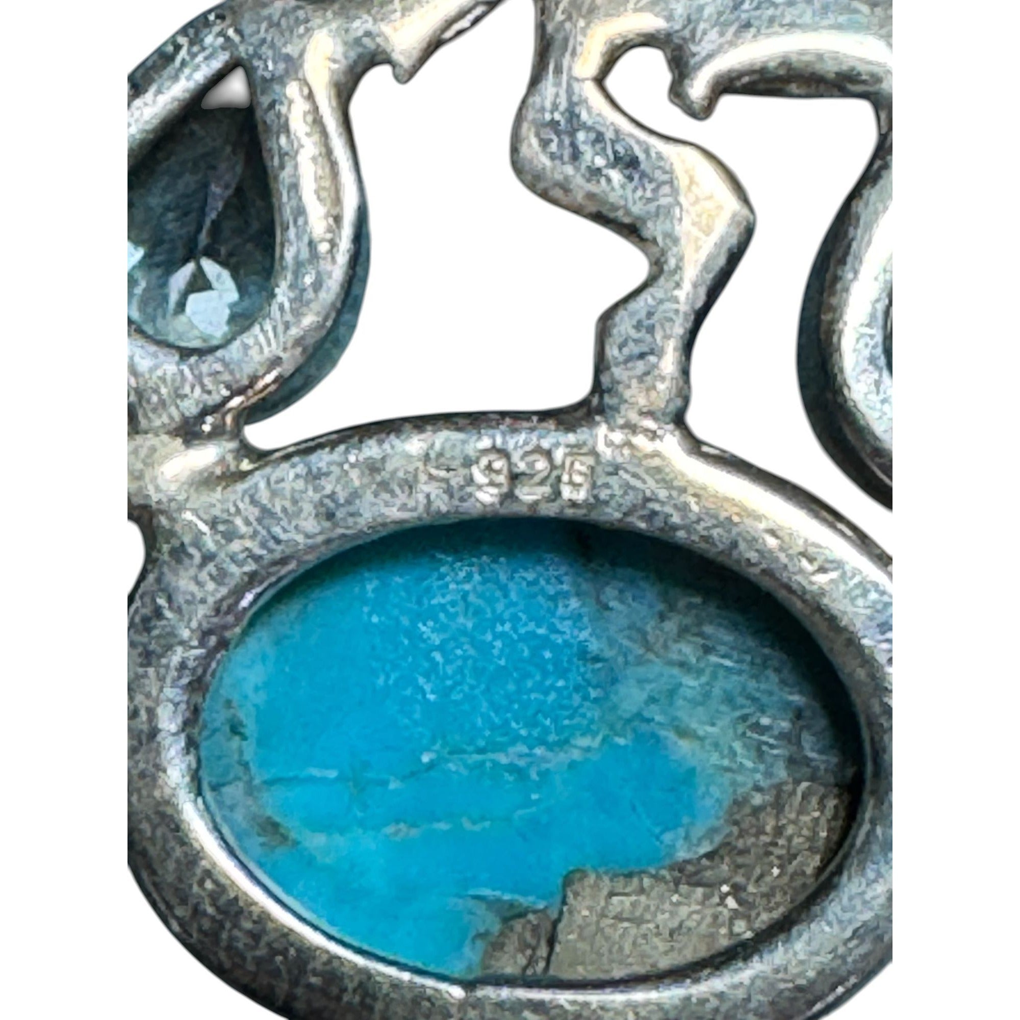 Sterling Silver Fairy Pendant with Turquoise Gemstone & Blue Sapphire Accent