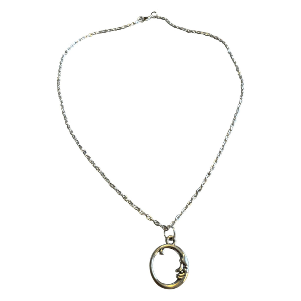 Silver Moon & Star Pendant Necklace
