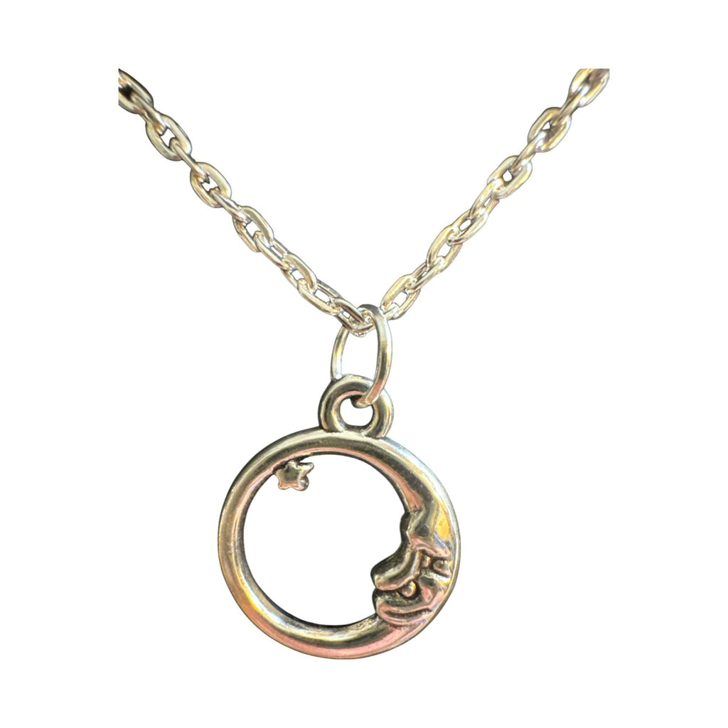 Silver Moon & Star Pendant Necklace