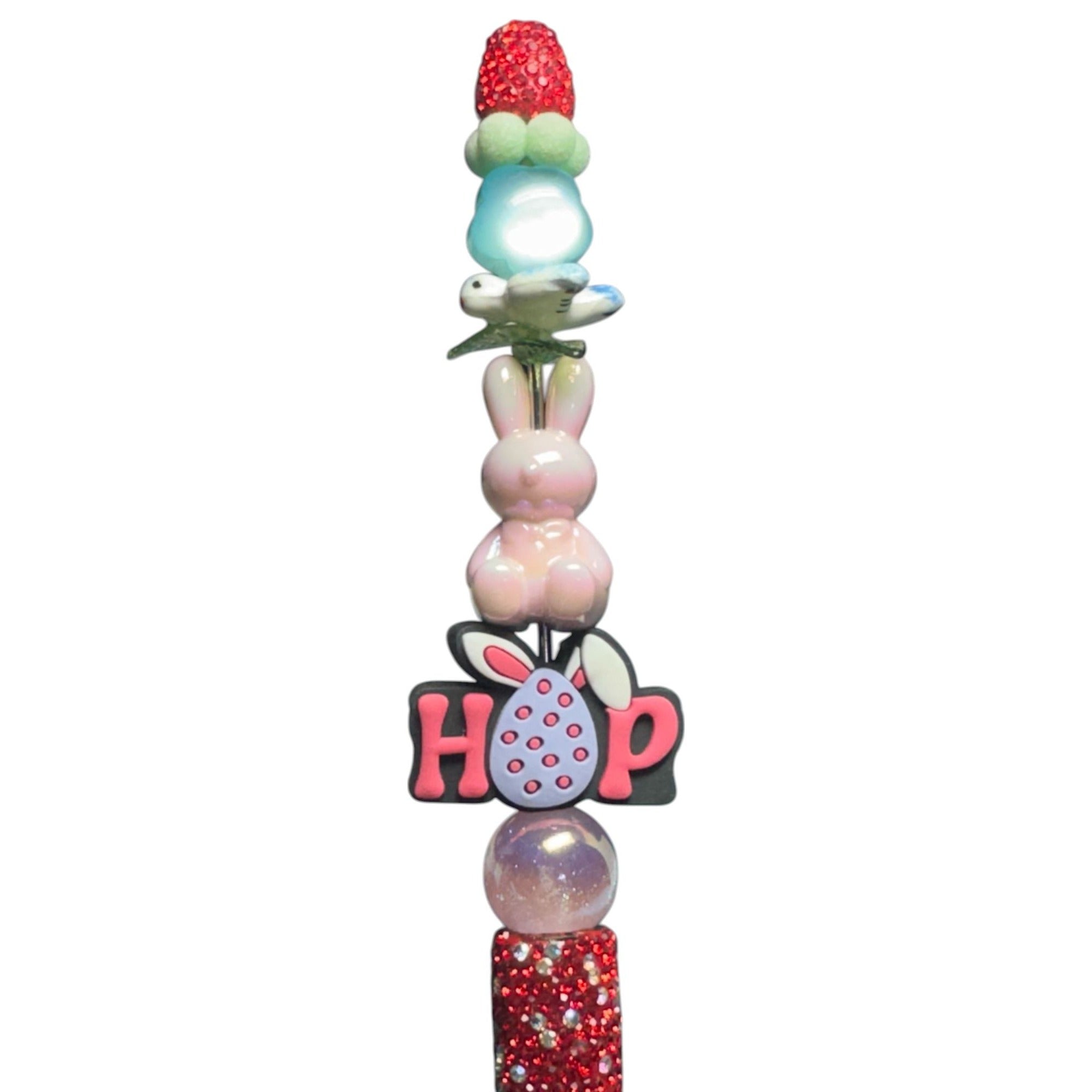 Easter Sparkle Pen With Bunny & "Hop" Charm - Festive Writing Accessory For Kids