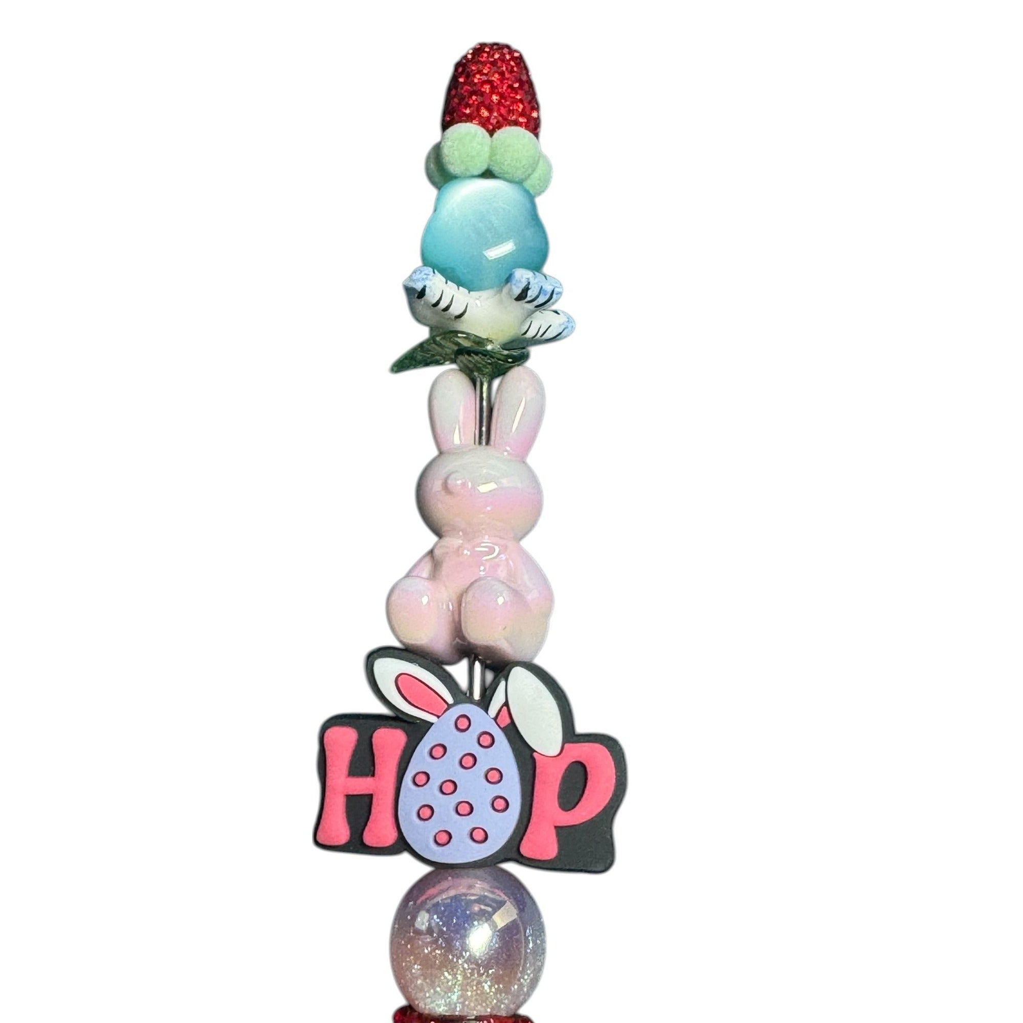Easter Sparkle Pen With Bunny & "Hop" Charm - Festive Writing Accessory For Kids